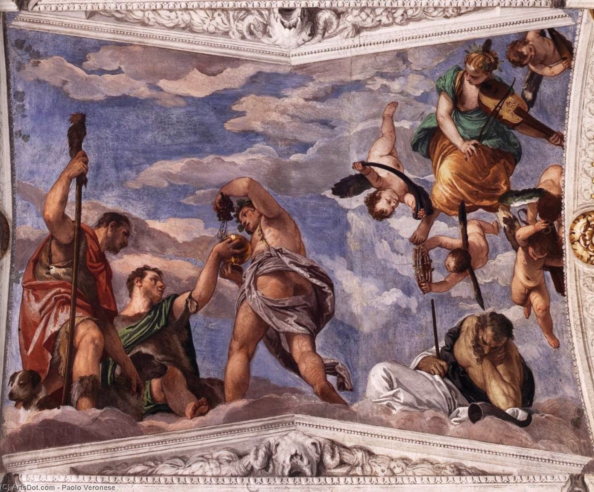 Wikioo.org - The Encyclopedia of Fine Arts - Painting, Artwork by Paolo Veronese - Bacchus, Vertumnus and Saturn