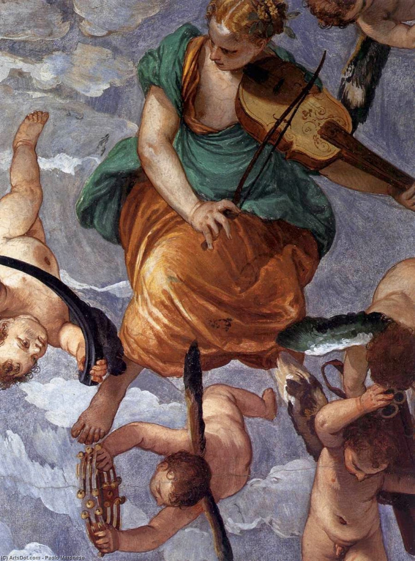 Wikioo.org – La Enciclopedia de las Bellas Artes - Pintura, Obras de arte de Paolo Veronese - Baco , Vertumnus asícomo Saturno ( detalle )