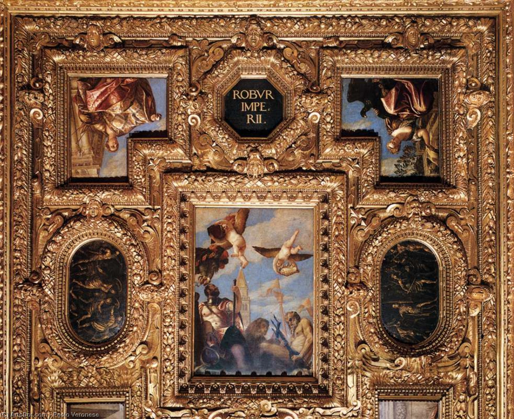 Wikioo.org - The Encyclopedia of Fine Arts - Painting, Artwork by Paolo Veronese - Ceiling decoration (detail) (10)