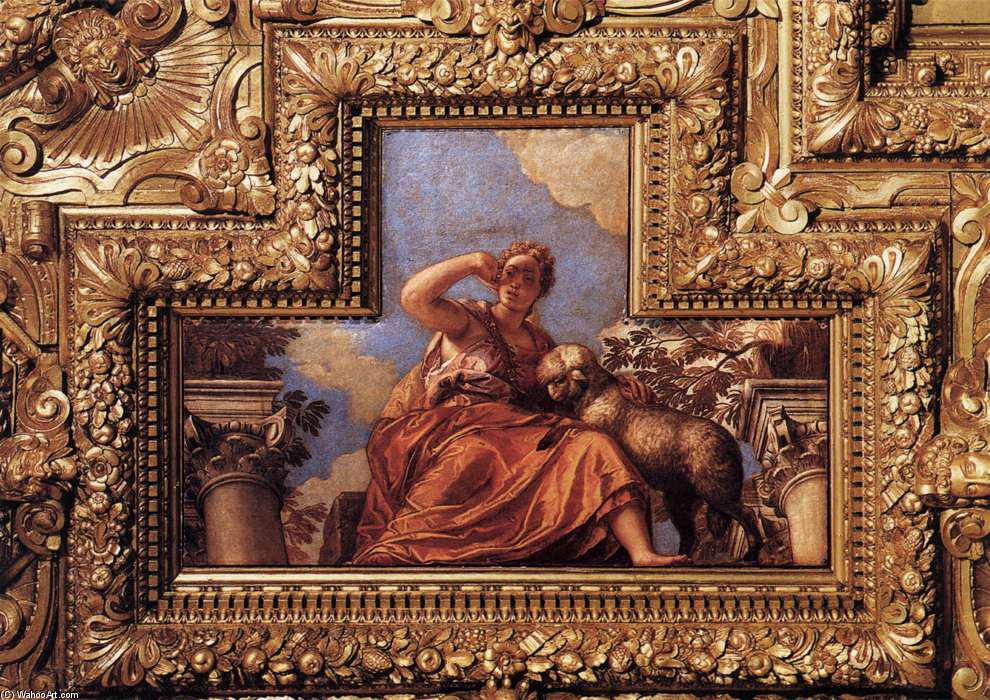 Wikioo.org – La Enciclopedia de las Bellas Artes - Pintura, Obras de arte de Paolo Veronese - techo decoración Detalle 12