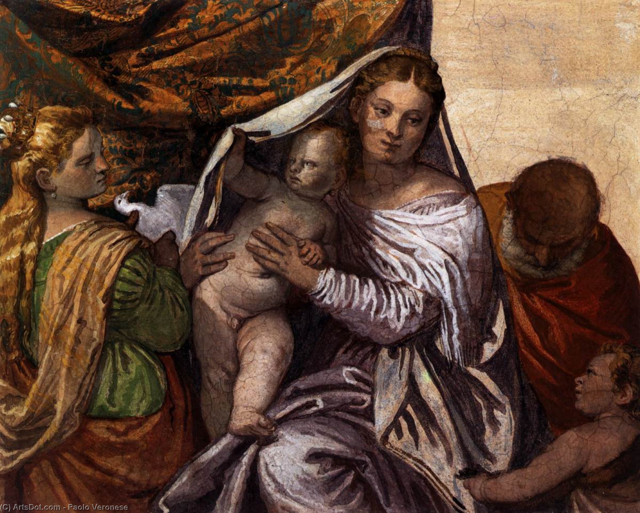 Wikioo.org – L'Enciclopedia delle Belle Arti - Pittura, Opere di Paolo Veronese - santo famiglia con san Catherine e il infantile st Giovanni