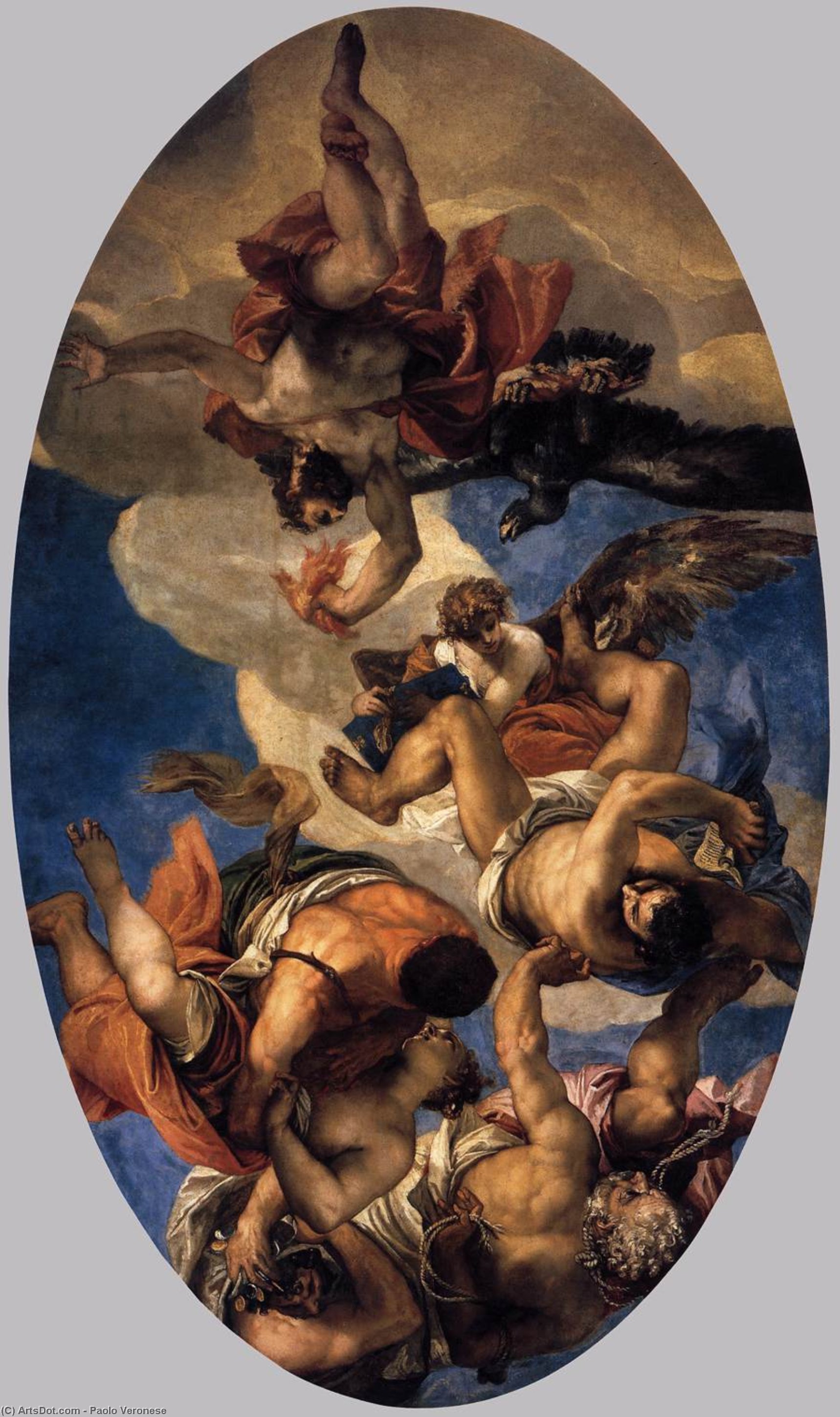 Wikioo.org - The Encyclopedia of Fine Arts - Painting, Artwork by Paolo Veronese - Jupiter Hurling Thunderbolts at the Vices