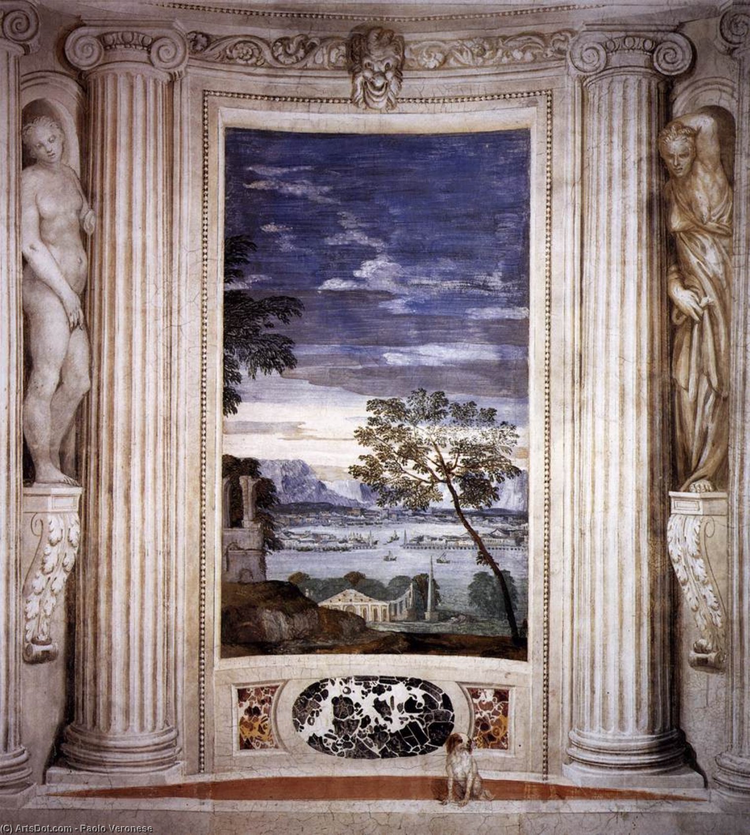 Wikioo.org – L'Enciclopedia delle Belle Arti - Pittura, Opere di Paolo Veronese - paesaggio con Porto