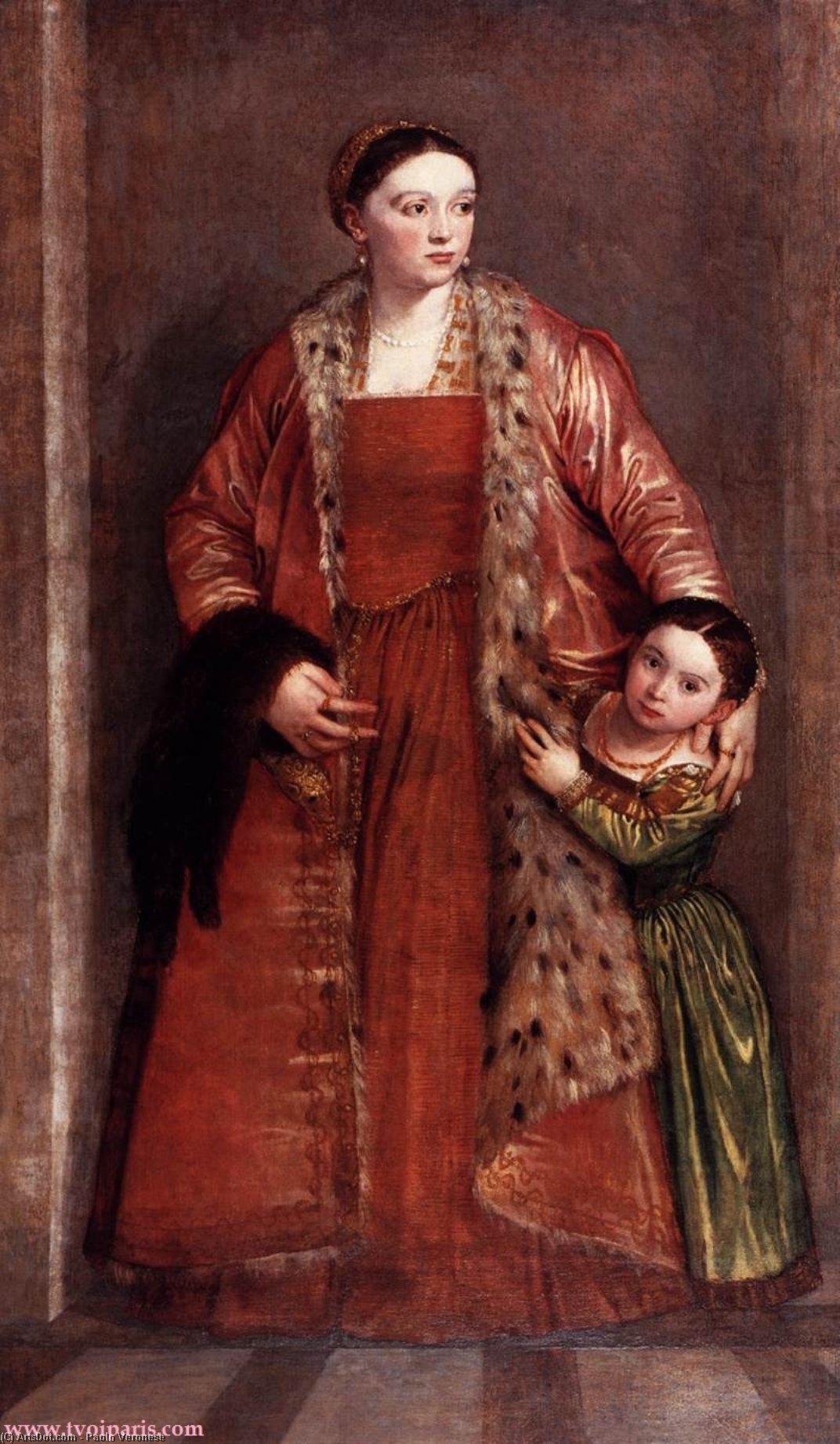 Wikioo.org - The Encyclopedia of Fine Arts - Painting, Artwork by Paolo Veronese - Livia da Porto Thiene and her Daughter Porzia