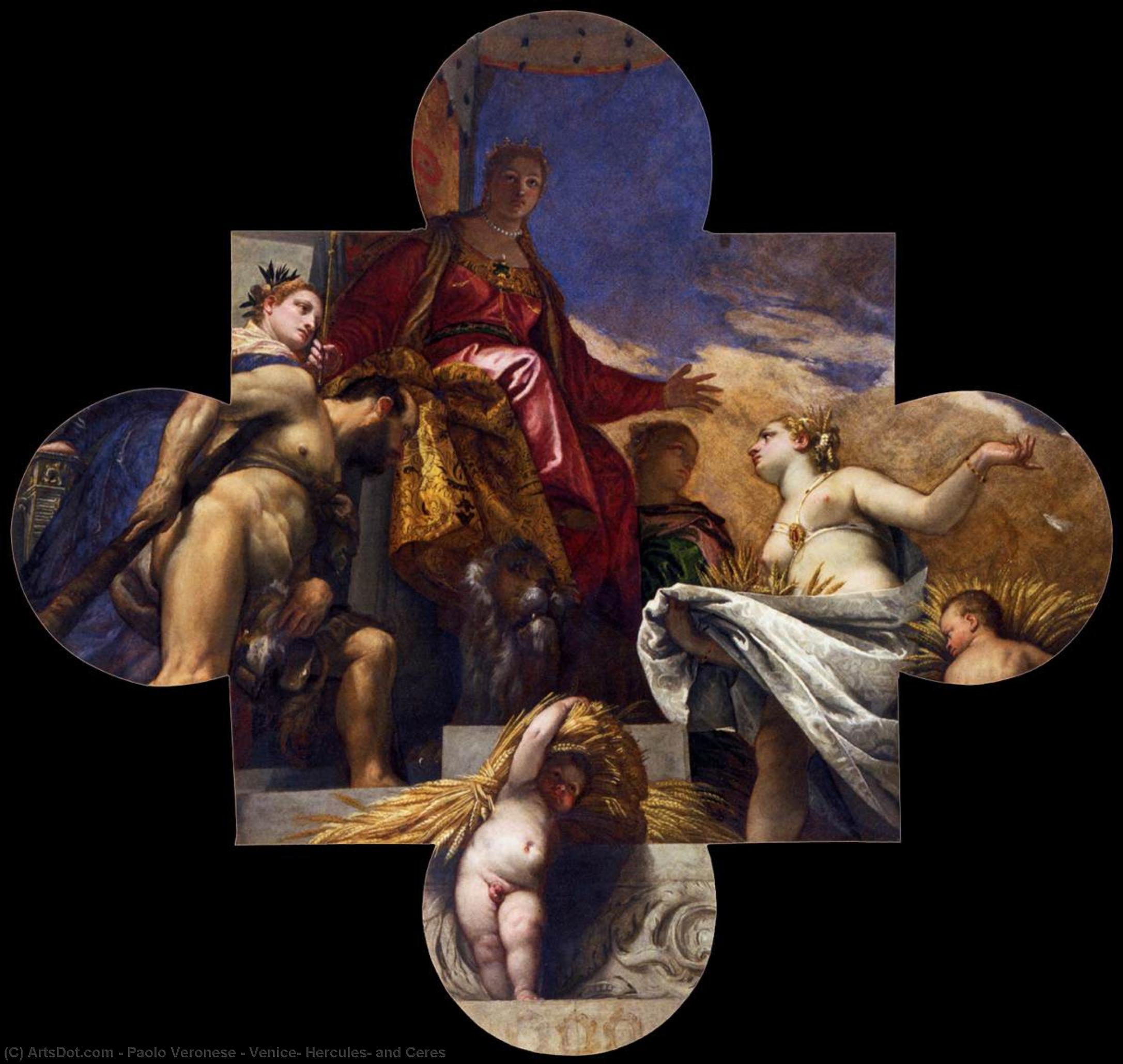 Wikioo.org – L'Encyclopédie des Beaux Arts - Peinture, Oeuvre de Paolo Veronese - à Venise Hercule  et  Cérès