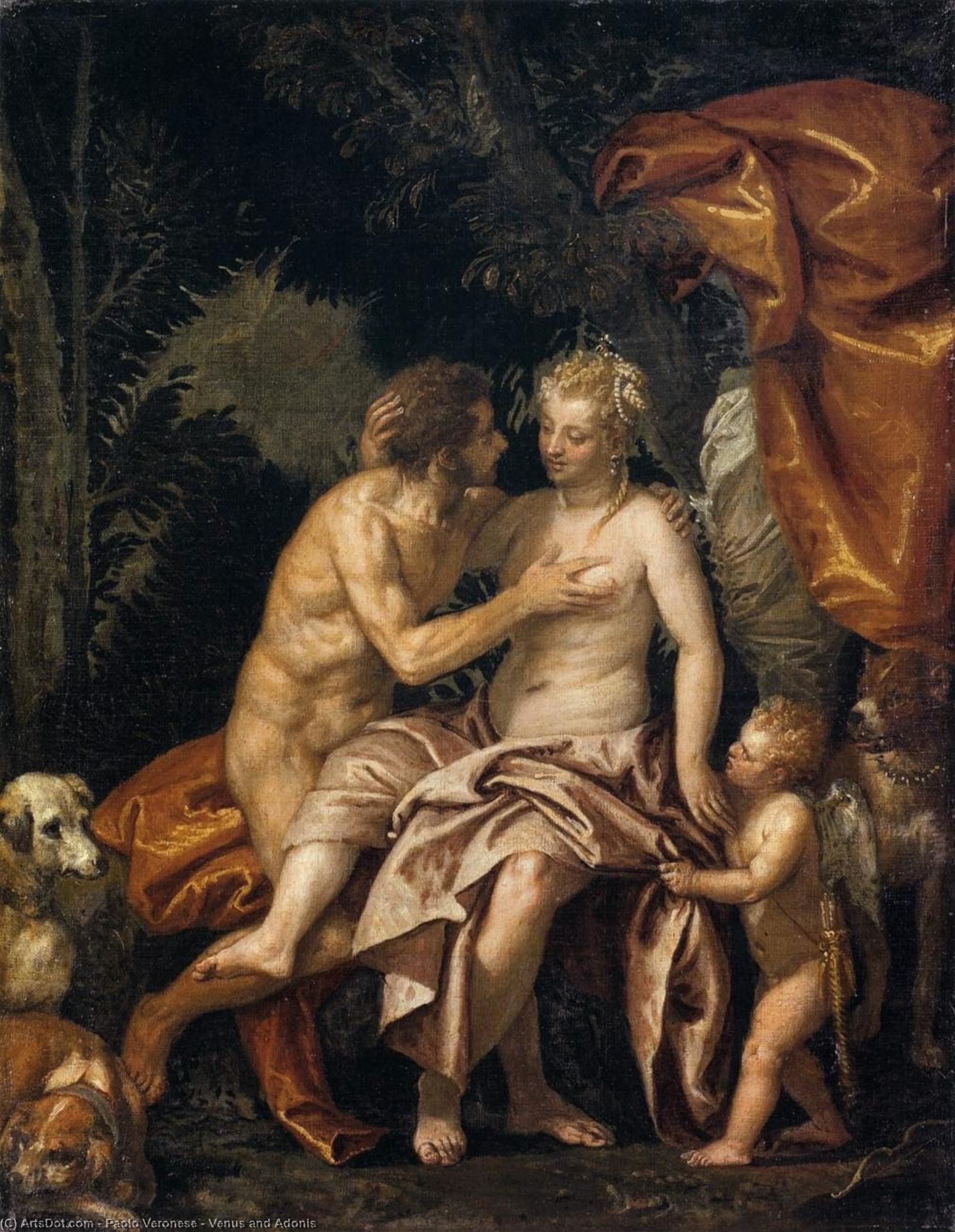Wikioo.org - The Encyclopedia of Fine Arts - Painting, Artwork by Paolo Veronese - Venus and Adonis