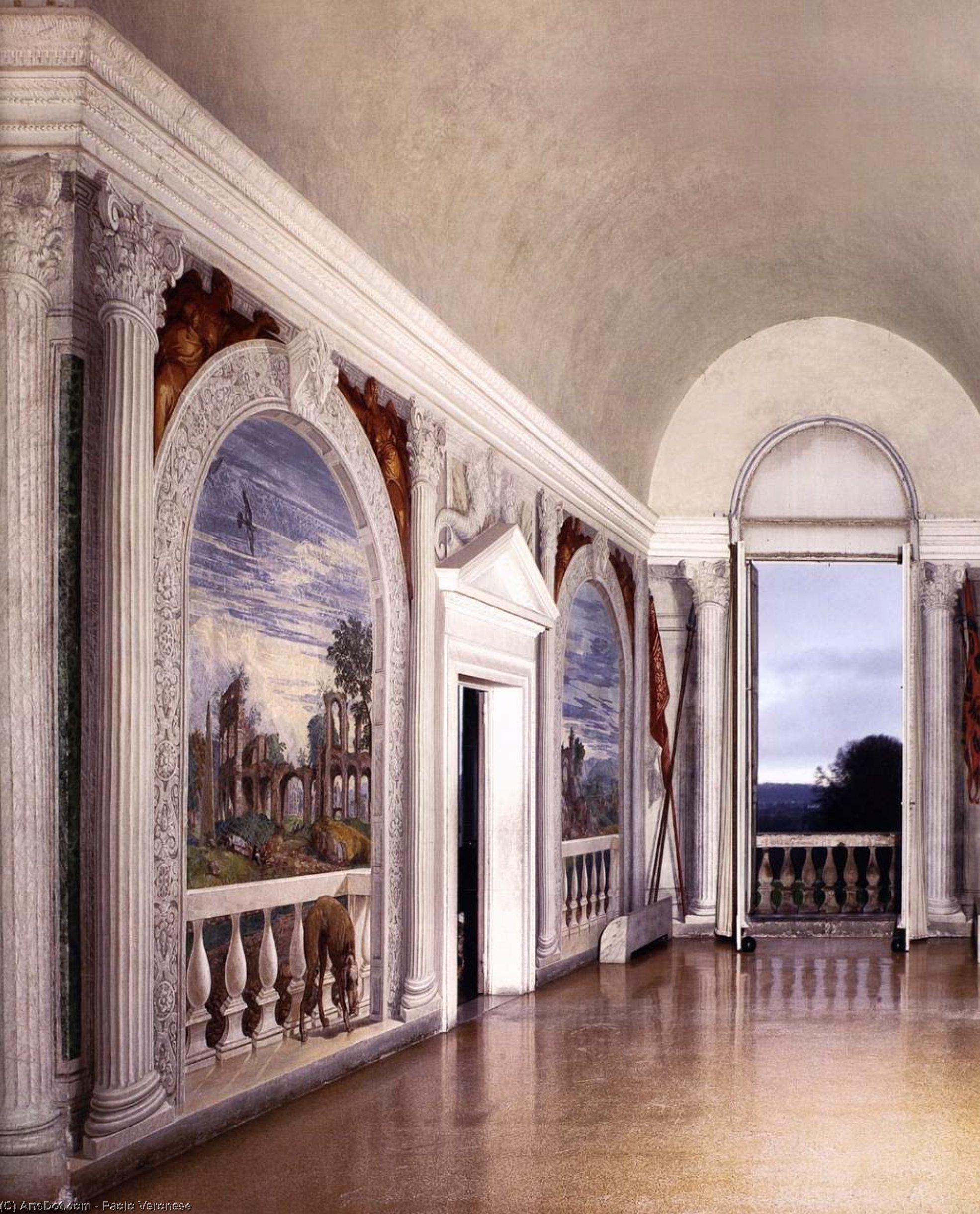 Wikioo.org - Die Enzyklopädie bildender Kunst - Malerei, Kunstwerk von Paolo Veronese - Blick auf die Sala ein Crociera