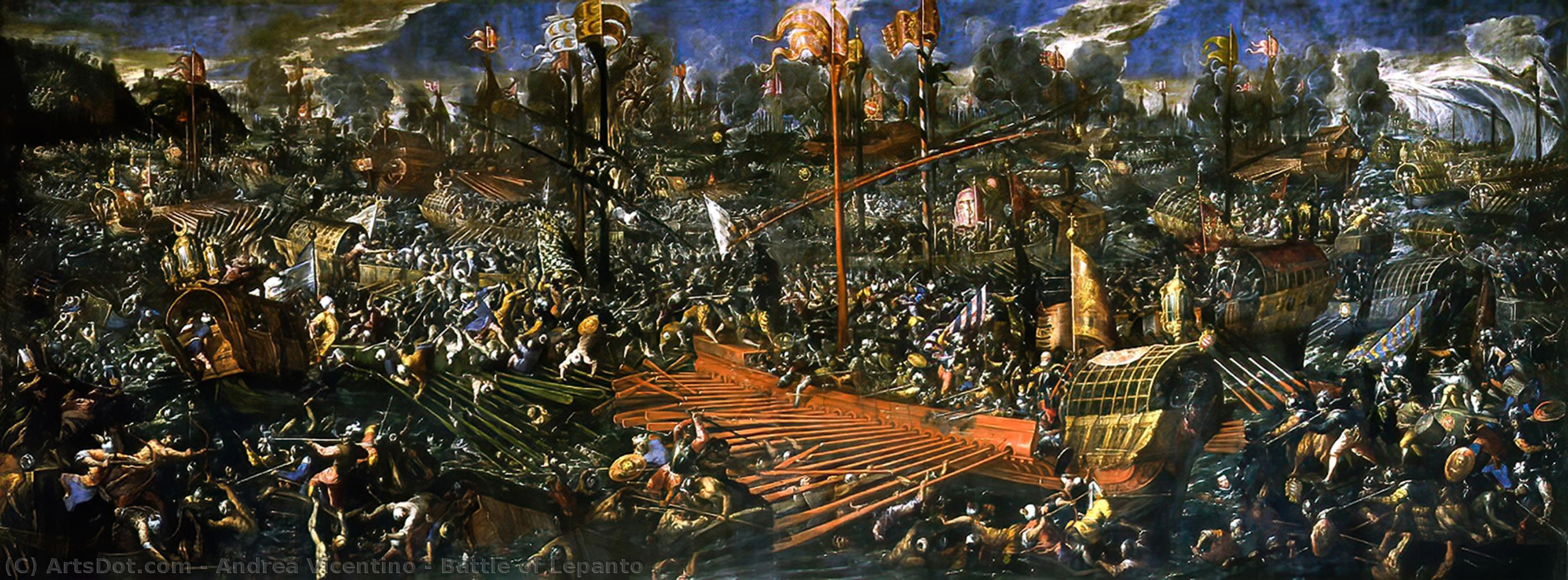 Wikioo.org - The Encyclopedia of Fine Arts - Painting, Artwork by Andrea Vicentino - Battle of Lepanto