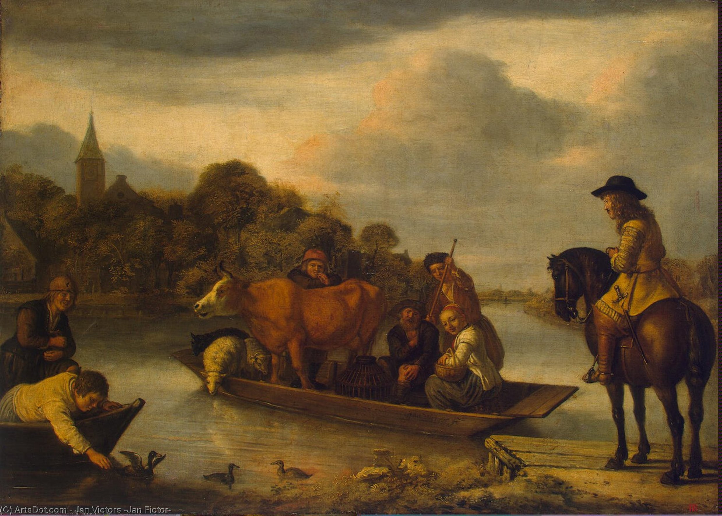 WikiOO.org - Encyclopedia of Fine Arts - Lukisan, Artwork Jan Victors (Jan Fictor) - Ferryboat