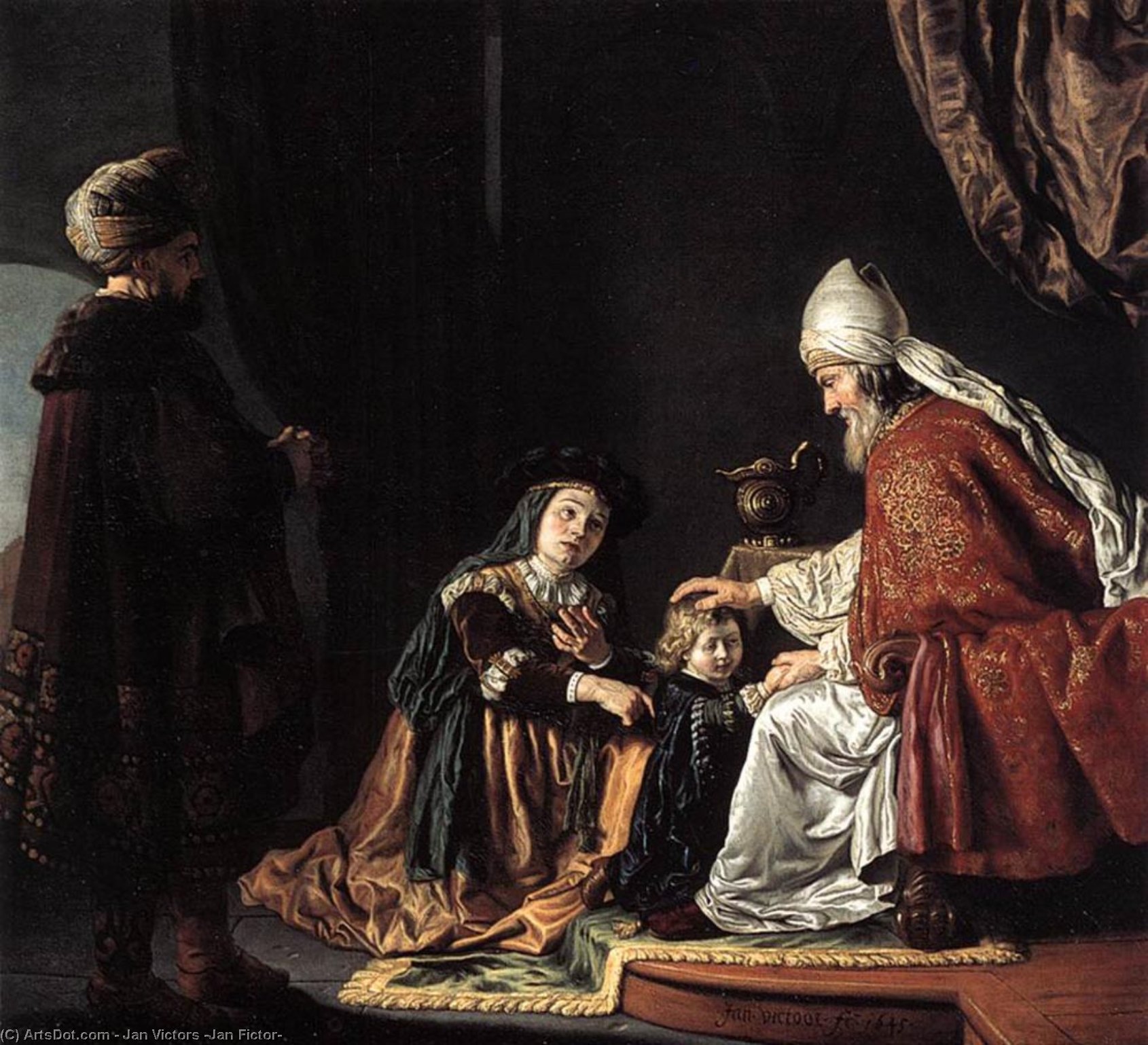 Wikioo.org - สารานุกรมวิจิตรศิลป์ - จิตรกรรม Jan Victors (Jan Fictor) - Hannah Giving Her Son Samuel to the Priest
