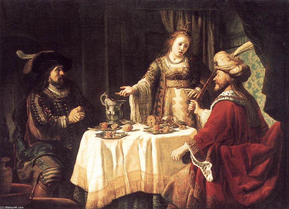 WikiOO.org - Encyclopedia of Fine Arts - Festés, Grafika Jan Victors (Jan Fictor) - The Banquet of Esther and Ahasuerus