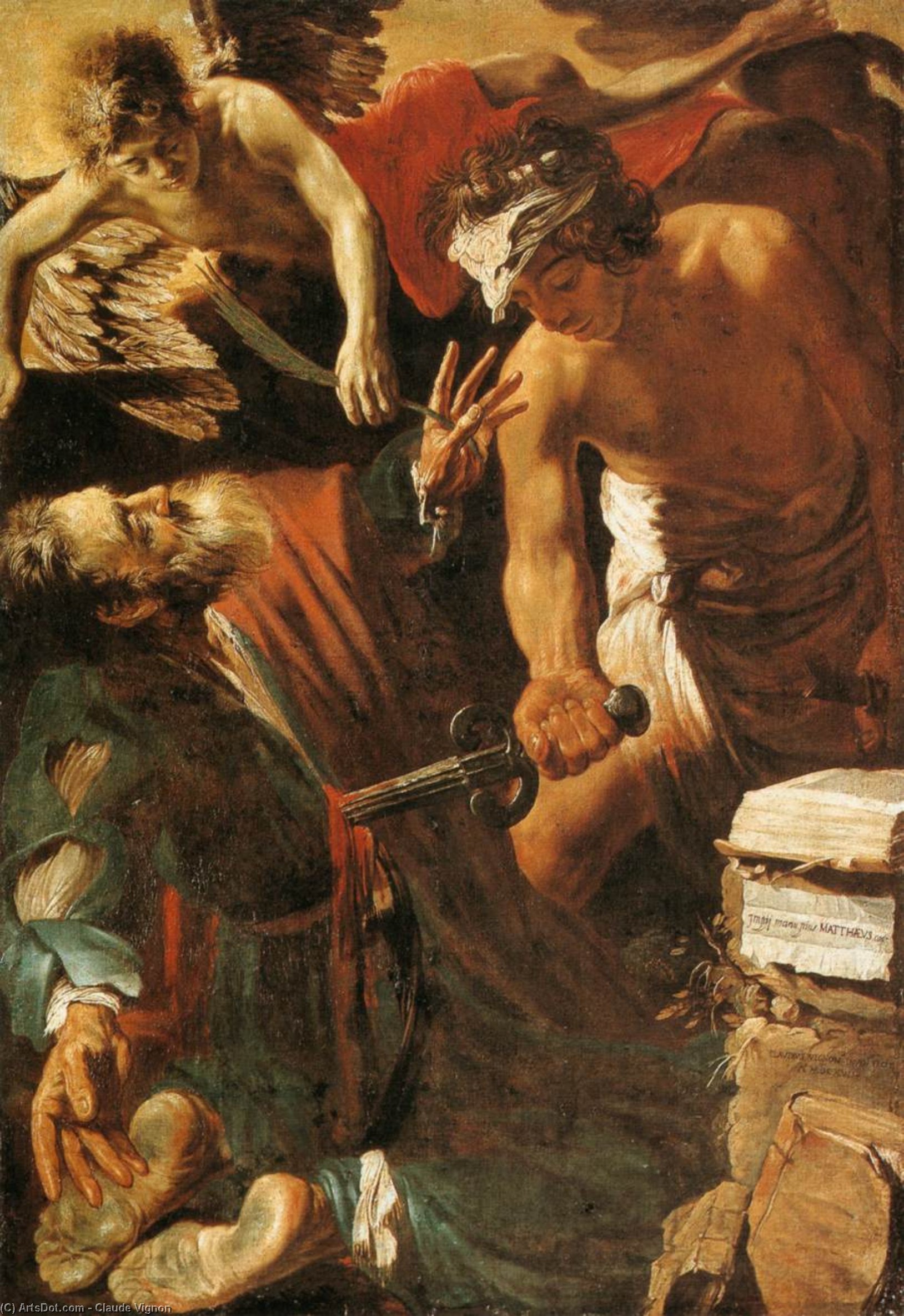 Wikioo.org – La Enciclopedia de las Bellas Artes - Pintura, Obras de arte de Claude Vignon - el martirio de san Mateo