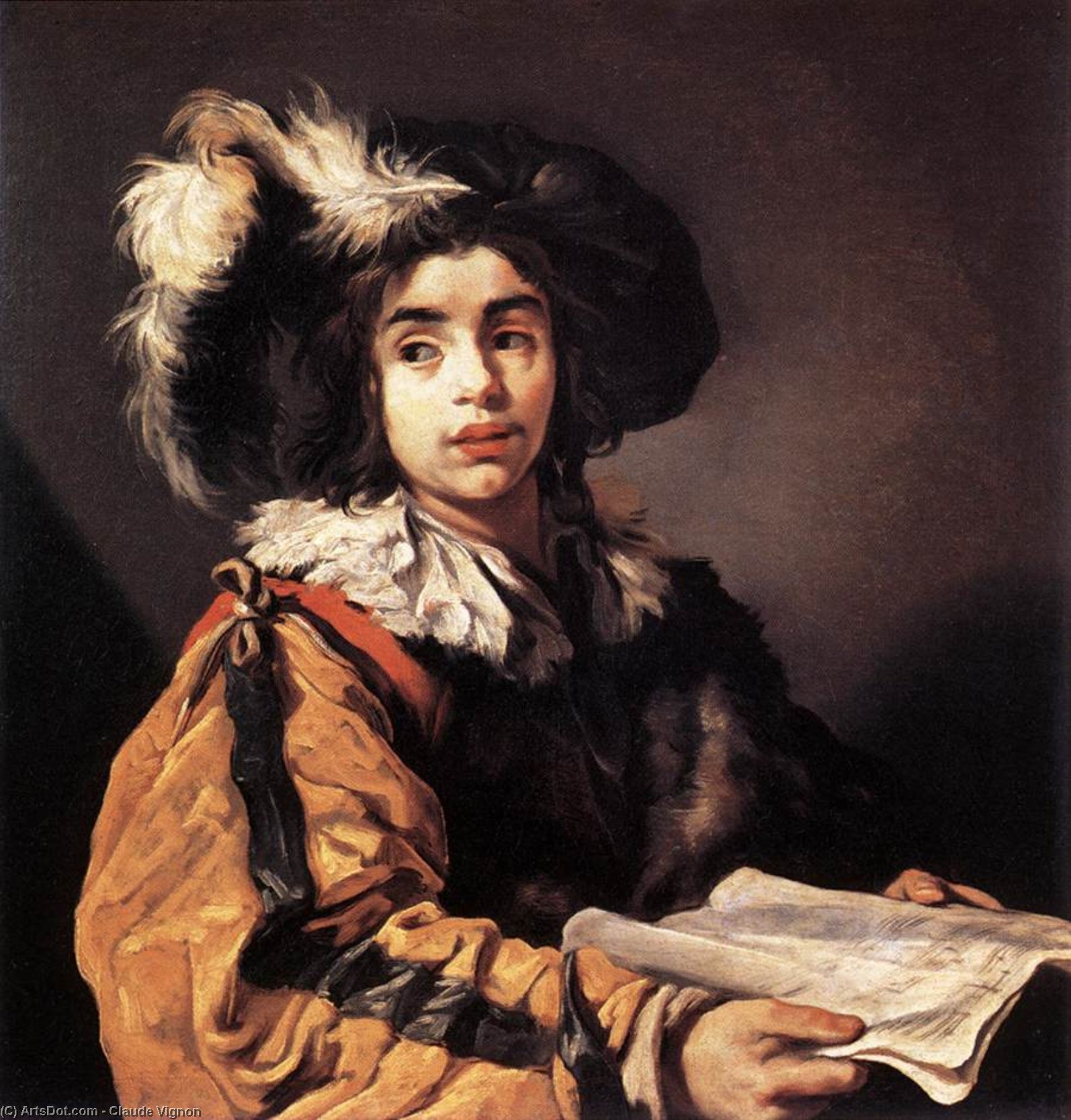 WikiOO.org - Enciclopedia of Fine Arts - Pictura, lucrări de artă Claude Vignon - The Young Singer