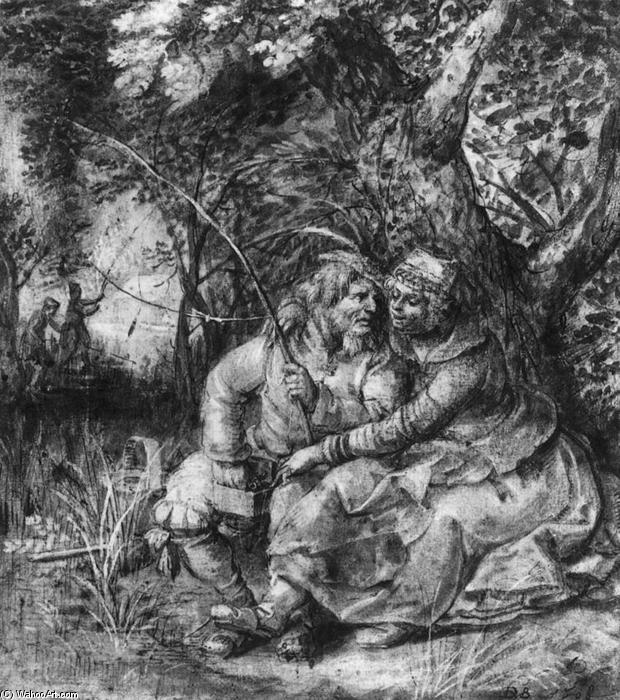 Wikioo.org – L'Enciclopedia delle Belle Arti - Pittura, Opere di David Vinckboons - anziano pescatore incinta un piccola