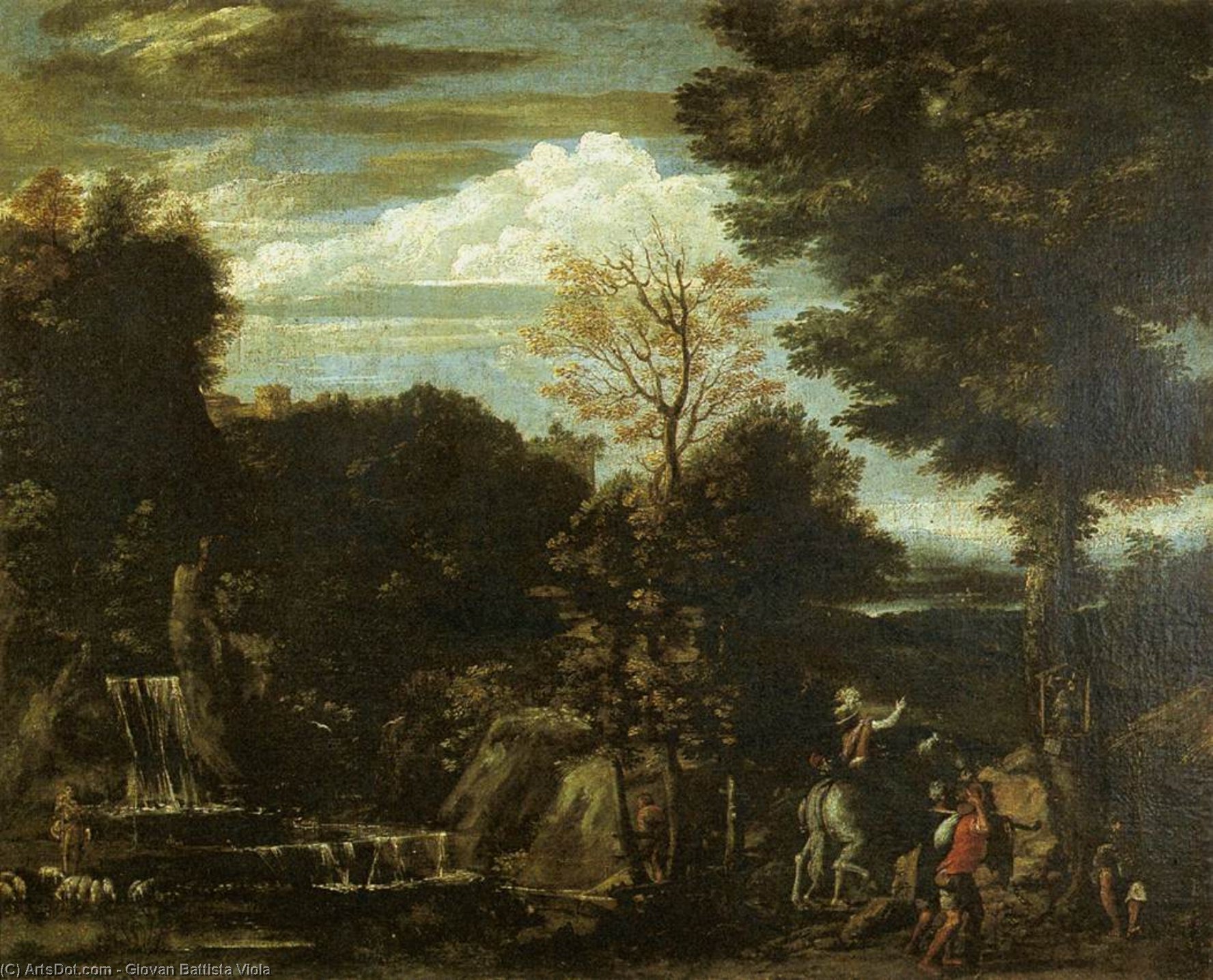 Wikioo.org - The Encyclopedia of Fine Arts - Painting, Artwork by Giovan Battista Viola - Landscape with a Devotional Image
