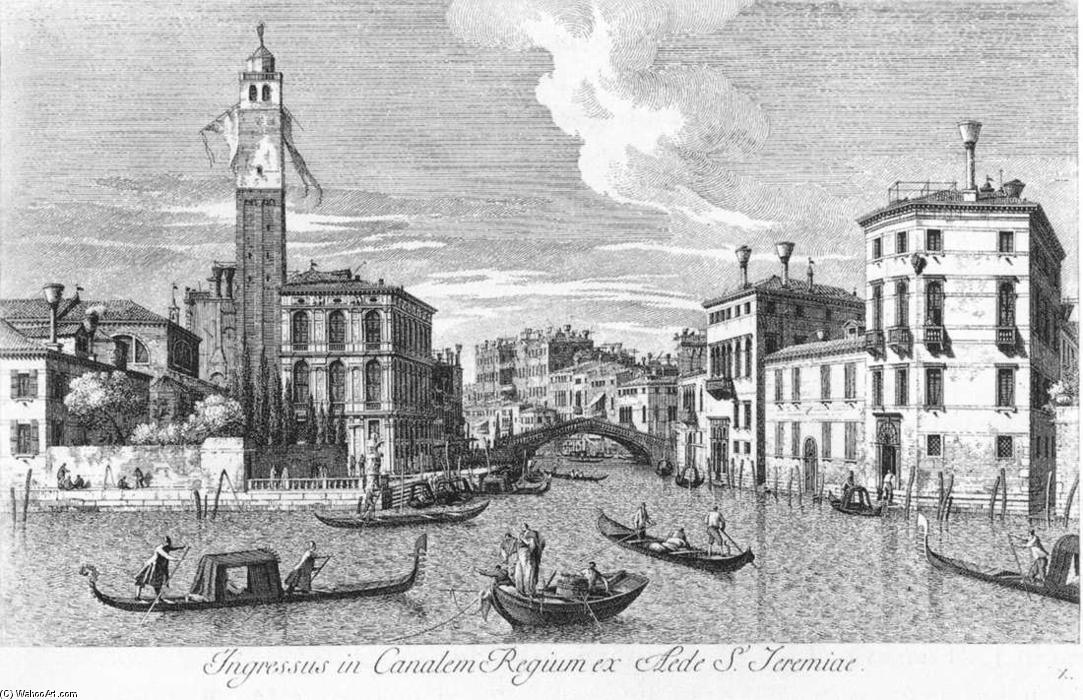 Wikioo.org - The Encyclopedia of Fine Arts - Painting, Artwork by Antonio Visentini - San Geremia and the Entrance of Cannaregio