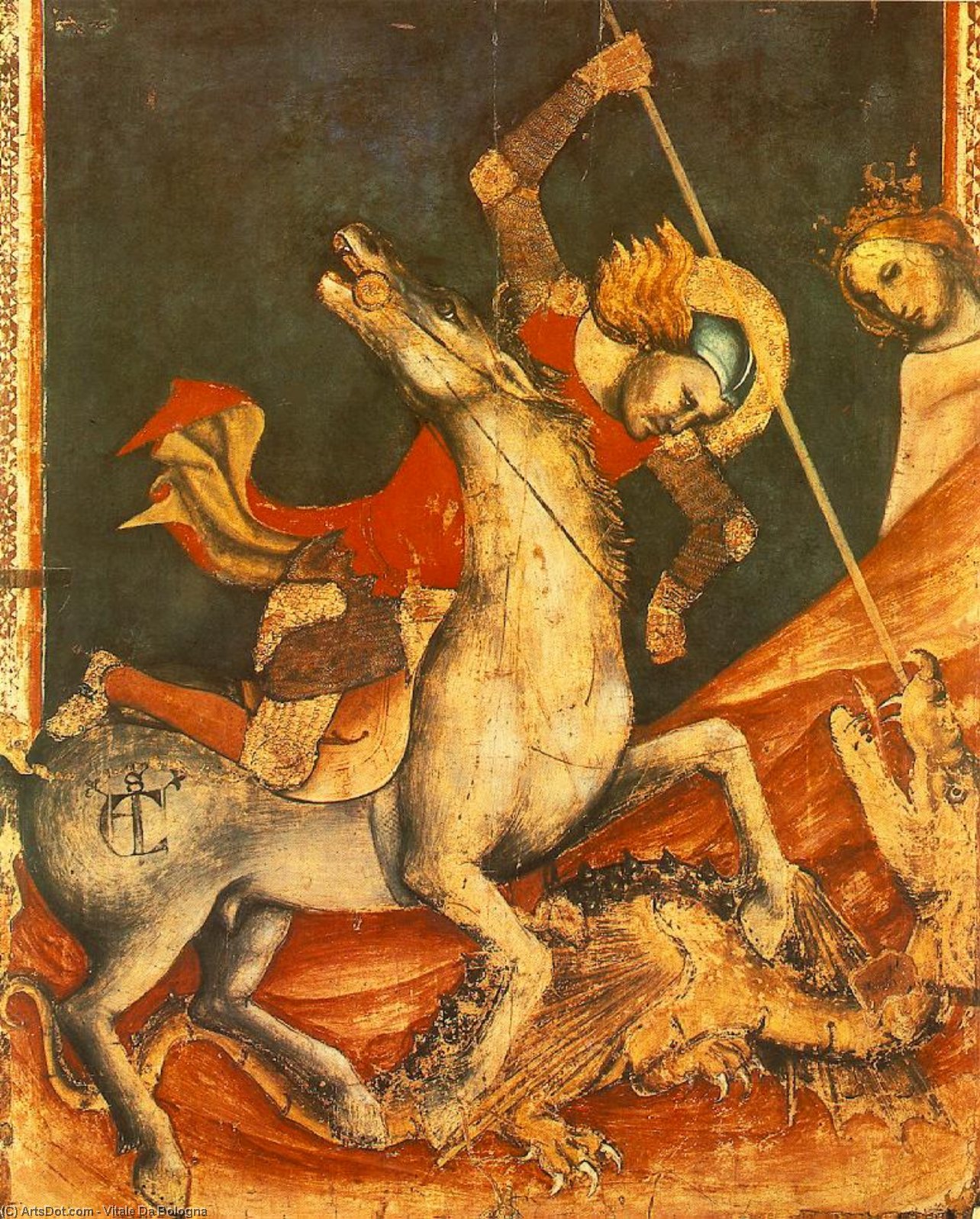 Wikioo.org – La Enciclopedia de las Bellas Artes - Pintura, Obras de arte de Vitale Da Bologna - san george 's Batalla con el Dragón