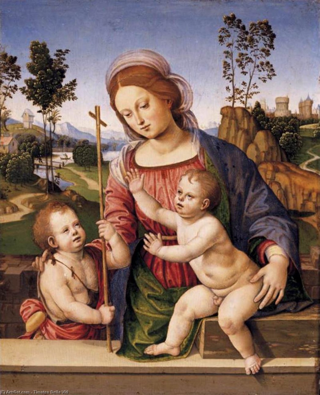 Wikioo.org - The Encyclopedia of Fine Arts - Painting, Artwork by Timoteo Della Viti - Madonna and Child with the Infant St John the Baptist