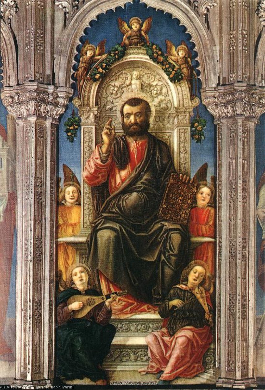 WikiOO.org - Encyclopedia of Fine Arts - Maleri, Artwork Bartolomeo Vivarini - Triptych of St Mark