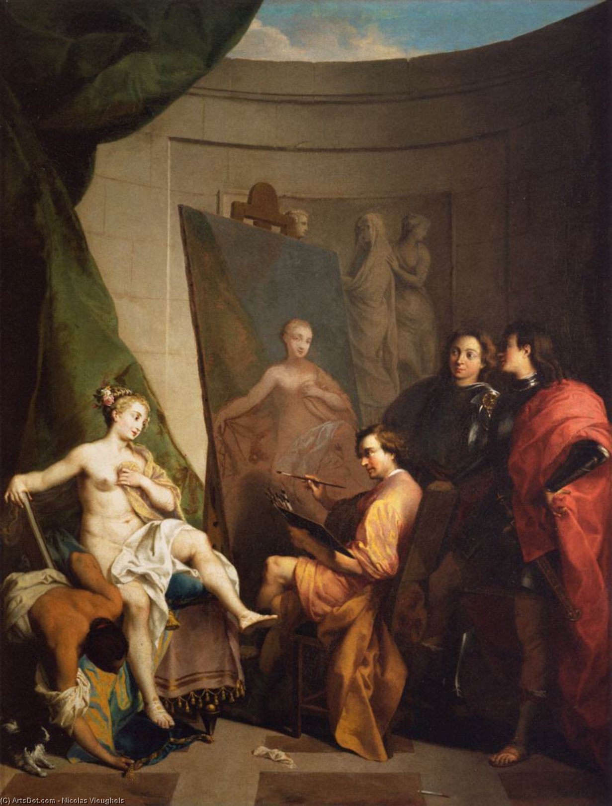 WikiOO.org - Енциклопедия за изящни изкуства - Живопис, Произведения на изкуството Nicolas Vleughels - Apelles Painting Campaspe
