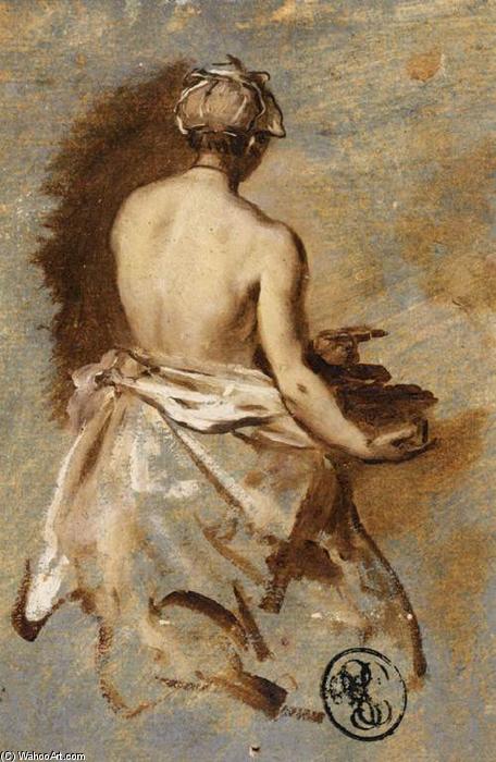 WikiOO.org - 백과 사전 - 회화, 삽화 Nicolas Vleughels - Young Woman with a Nude Back Presenting a Bowl