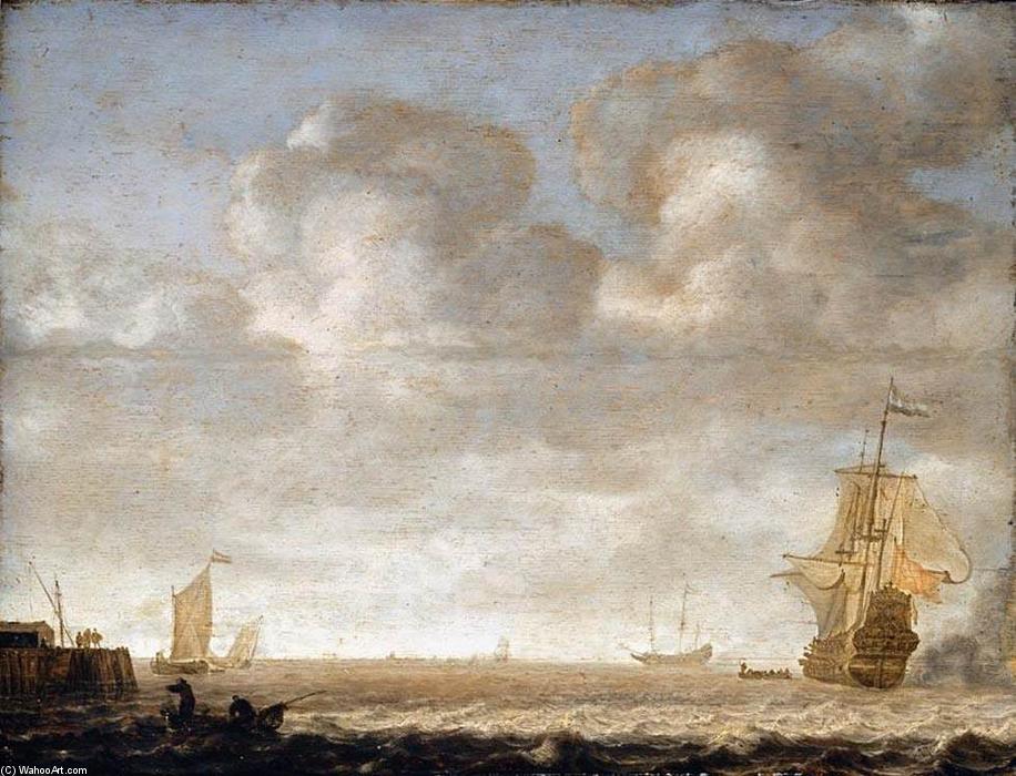 WikiOO.org - Encyclopedia of Fine Arts - Maleri, Artwork Simon De Vlieger - An Estuary Scene