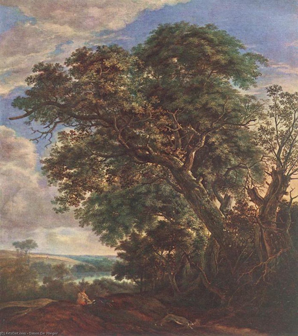 Wikioo.org - The Encyclopedia of Fine Arts - Painting, Artwork by Simon De Vlieger - Landscape with River and Trees