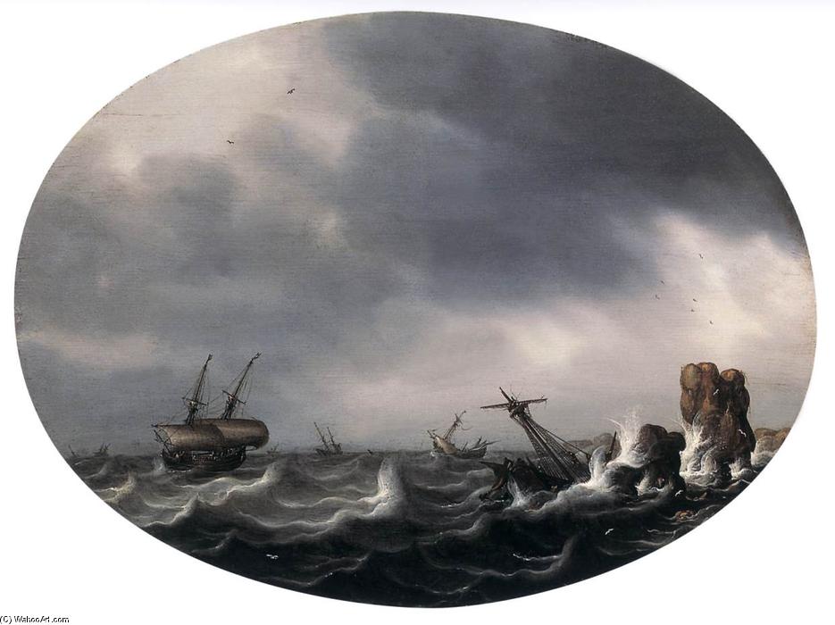 Wikioo.org - The Encyclopedia of Fine Arts - Painting, Artwork by Simon De Vlieger - Stormy Sea
