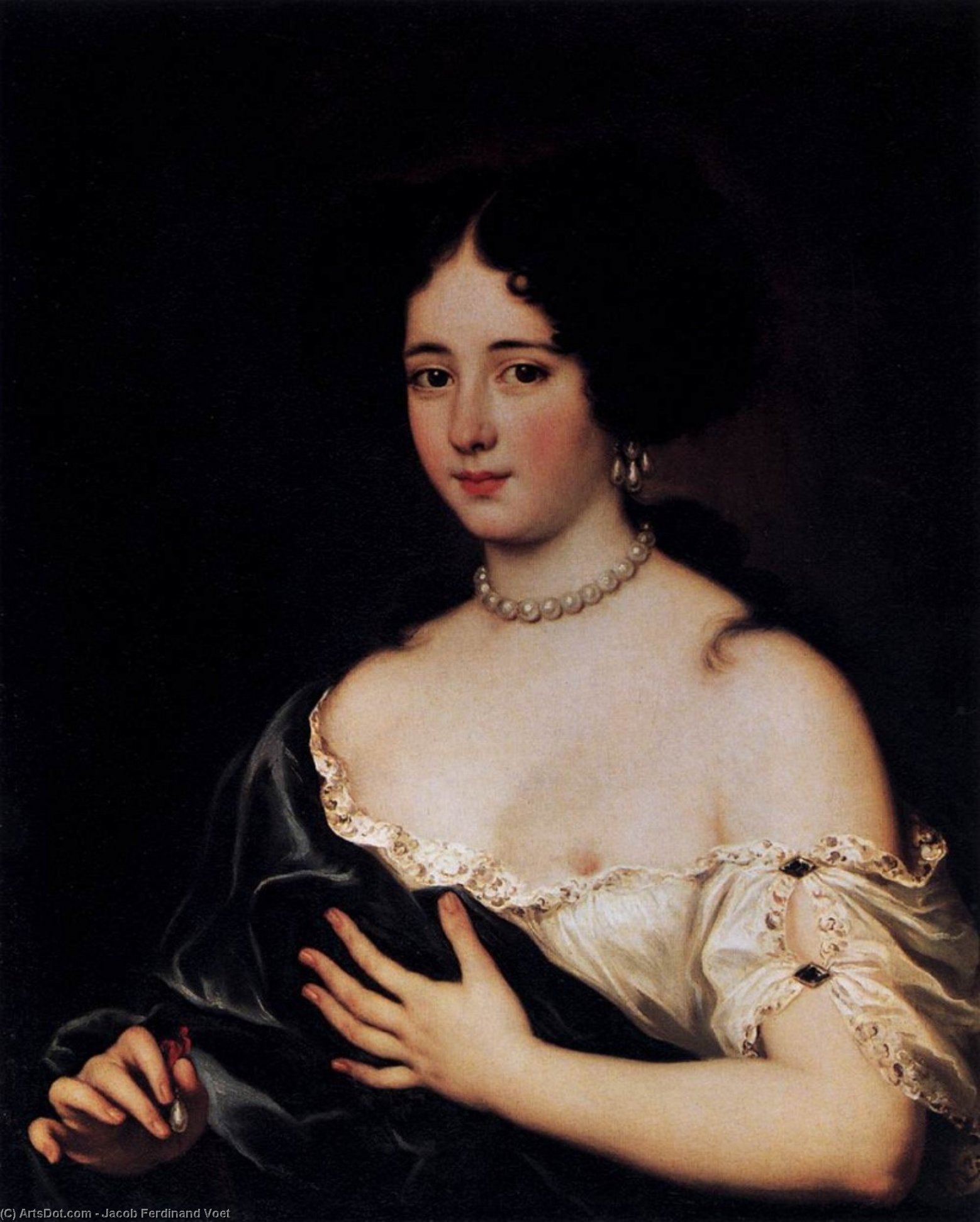 Wikioo.org – La Enciclopedia de las Bellas Artes - Pintura, Obras de arte de Jacob Ferdinand Voet - maría mancini como cleopatra
