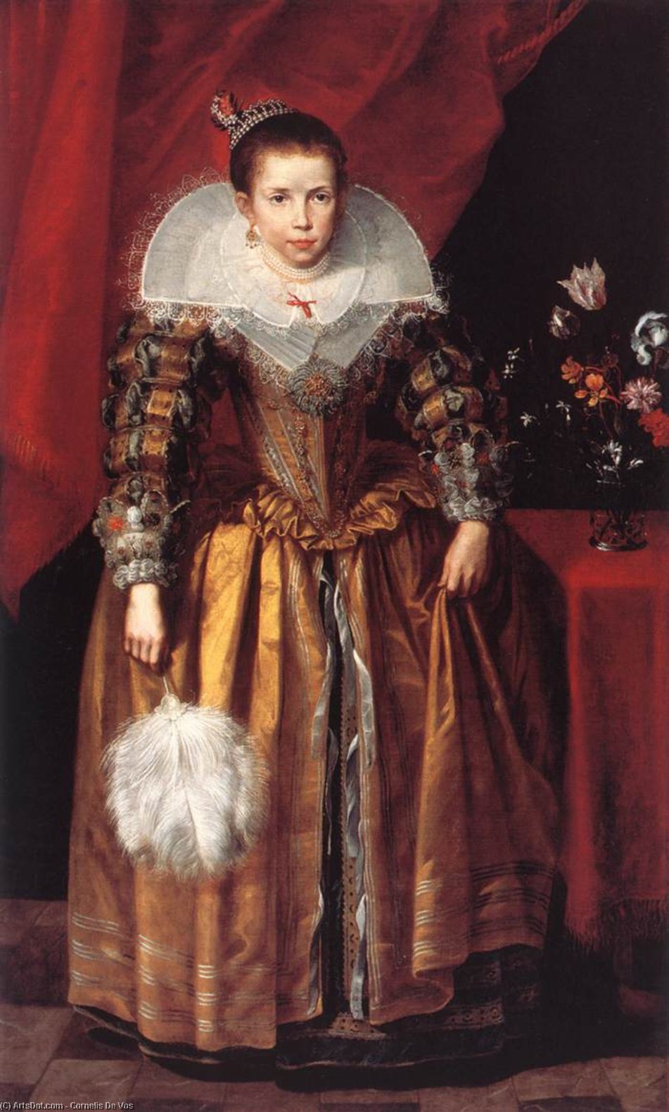 Wikoo.org - موسوعة الفنون الجميلة - اللوحة، العمل الفني Cornelis De Vos - Portrait of a Girl at the Age of 10