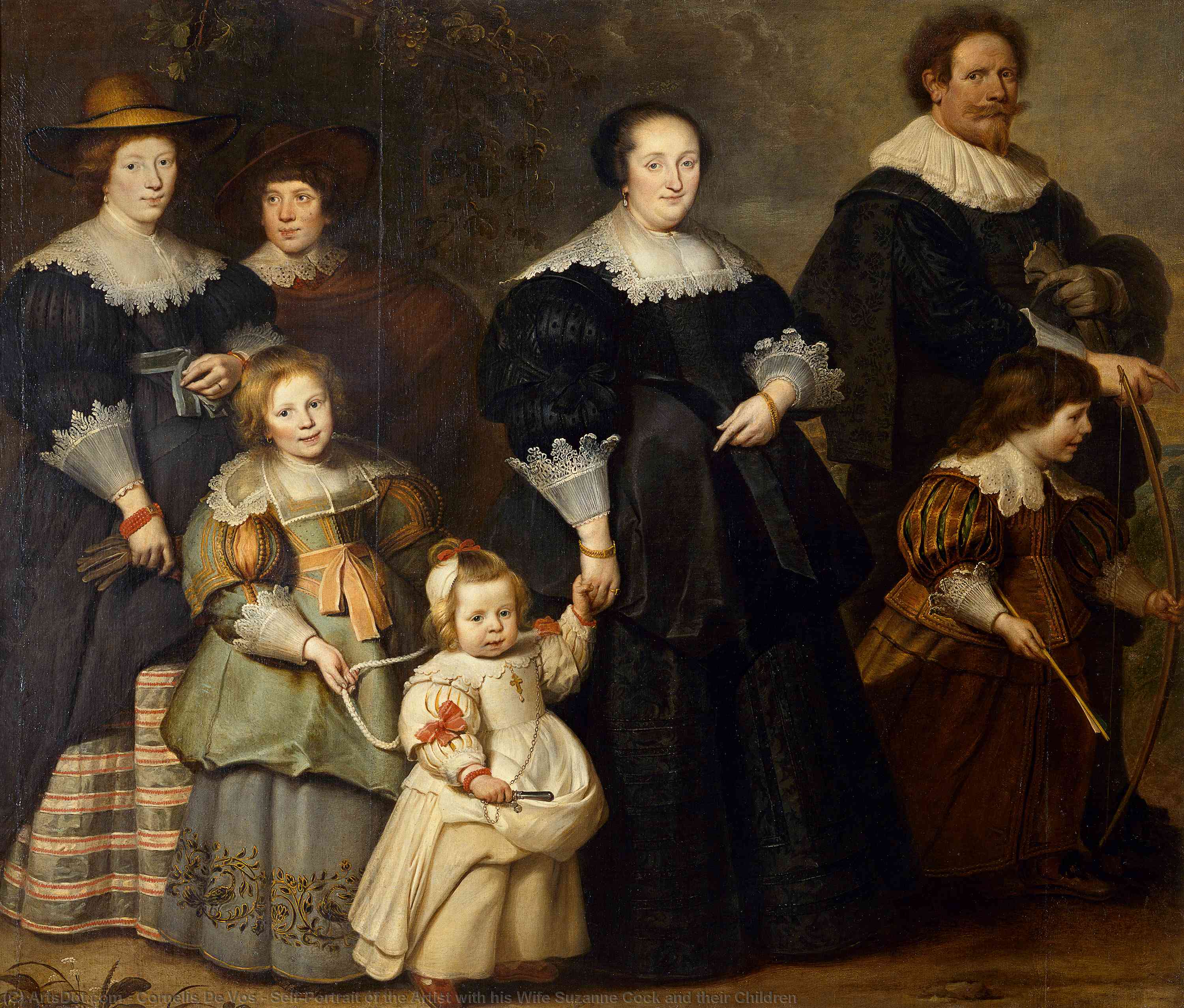 Wikioo.org - The Encyclopedia of Fine Arts - Painting, Artwork by Cornelis De Vos - Self-Portrait of the Artist with his Wife Suzanne Cock and their Children