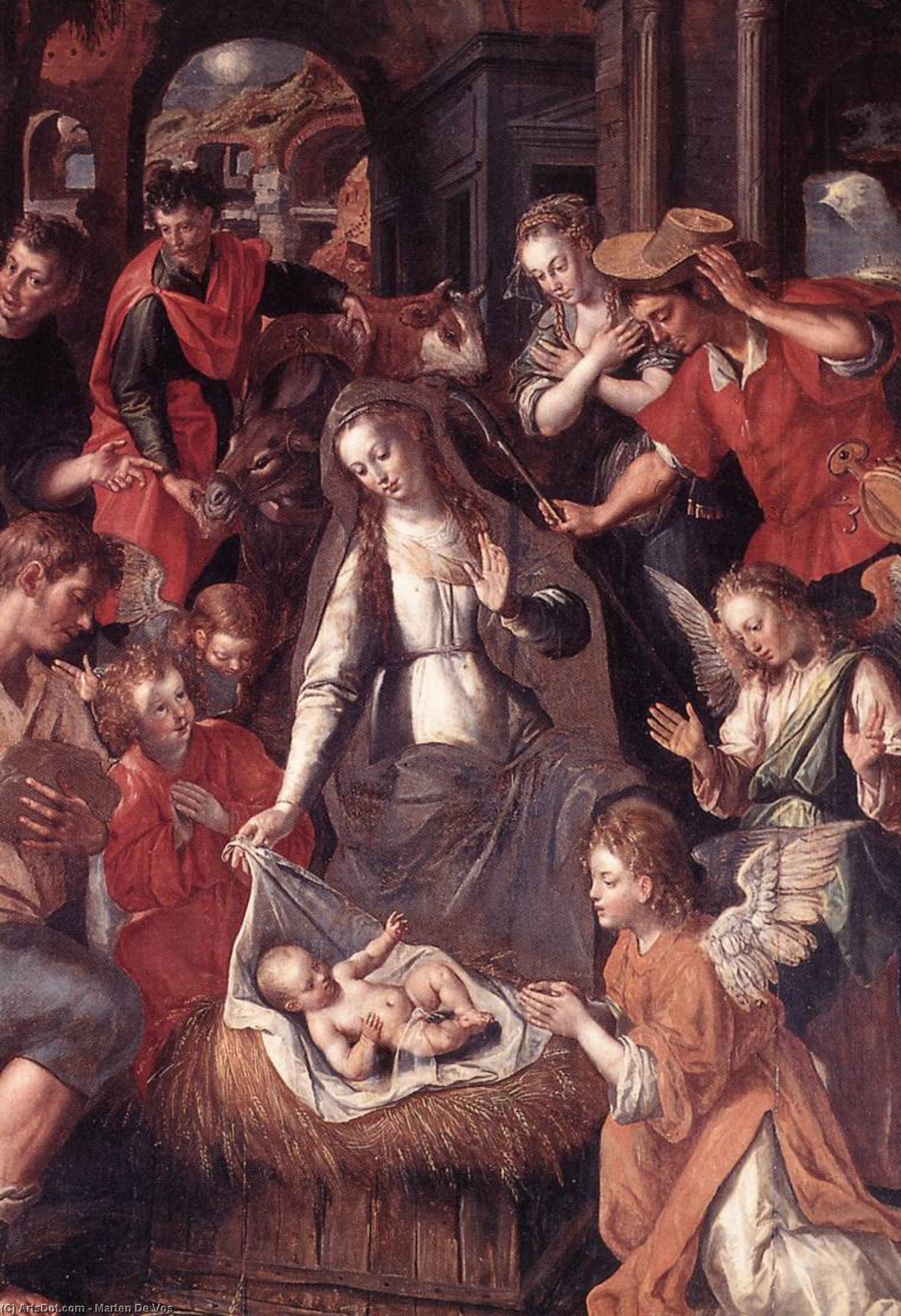 WikiOO.org - Encyclopedia of Fine Arts - Lukisan, Artwork Maarten De Vos - Scene from the Life of the Virgin