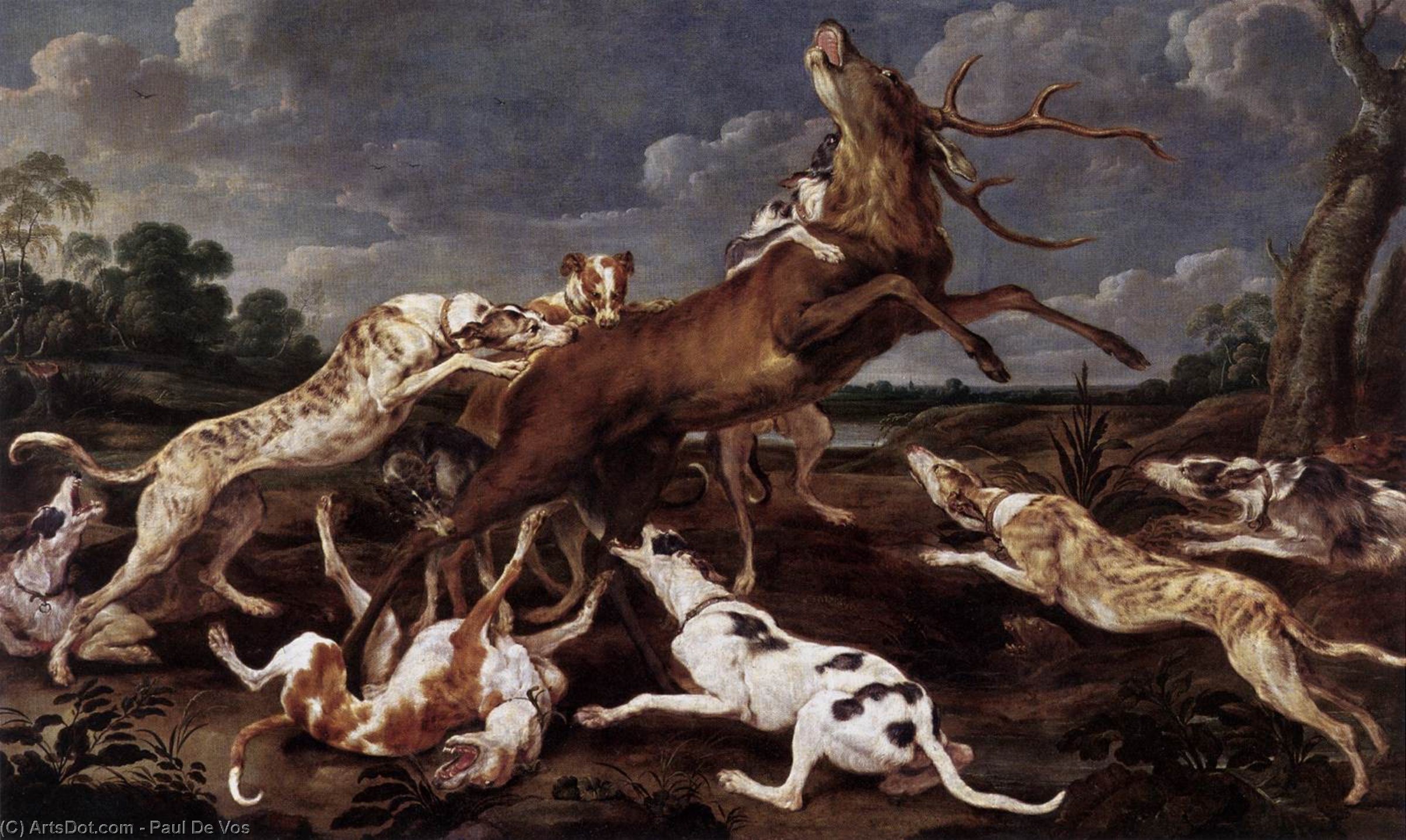 Wikioo.org - The Encyclopedia of Fine Arts - Painting, Artwork by Paul De Vos - Stag Hunt