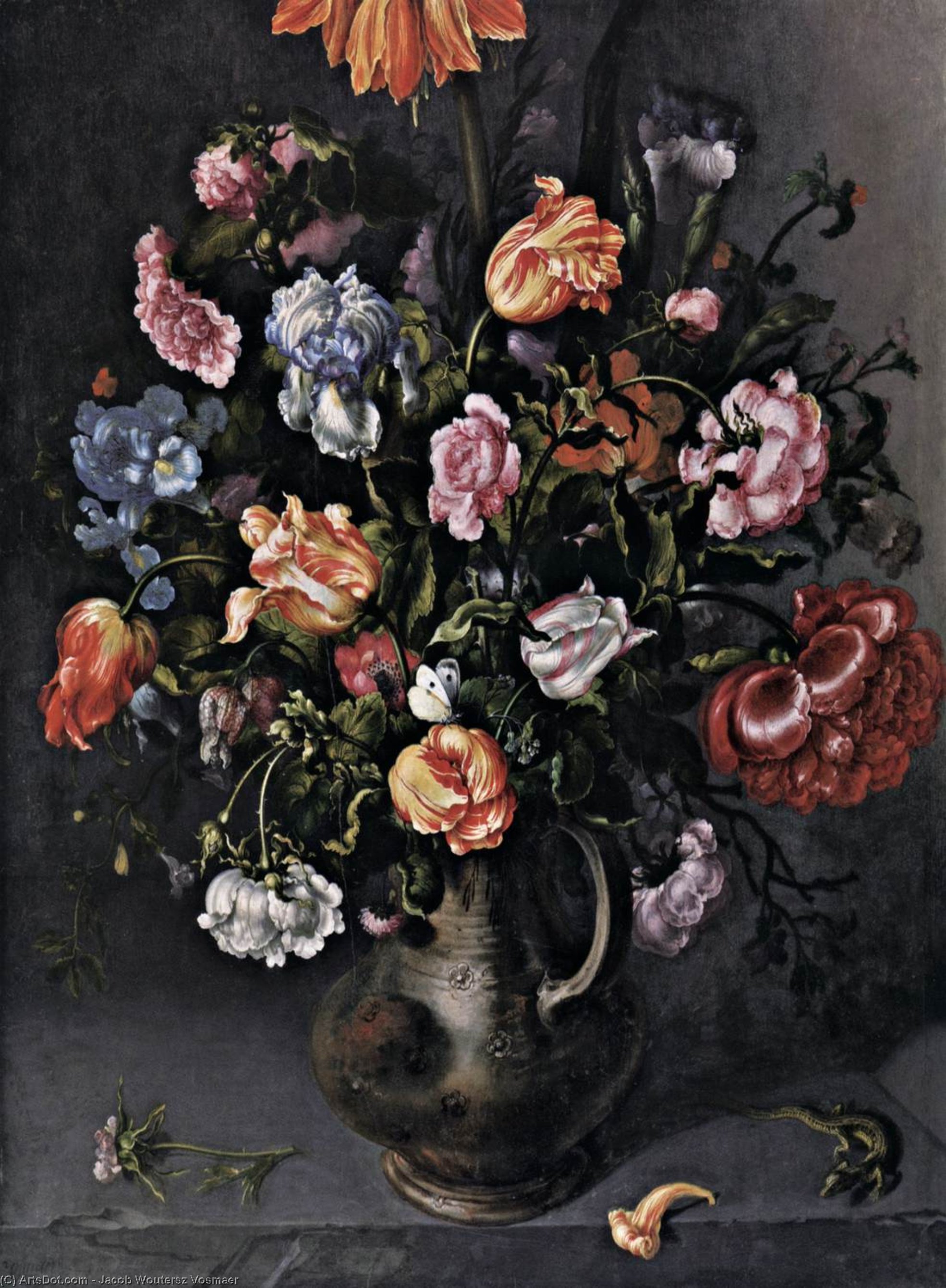 Wikioo.org - The Encyclopedia of Fine Arts - Painting, Artwork by Jacob Woutersz Vosmaer - A Vase with Flowers