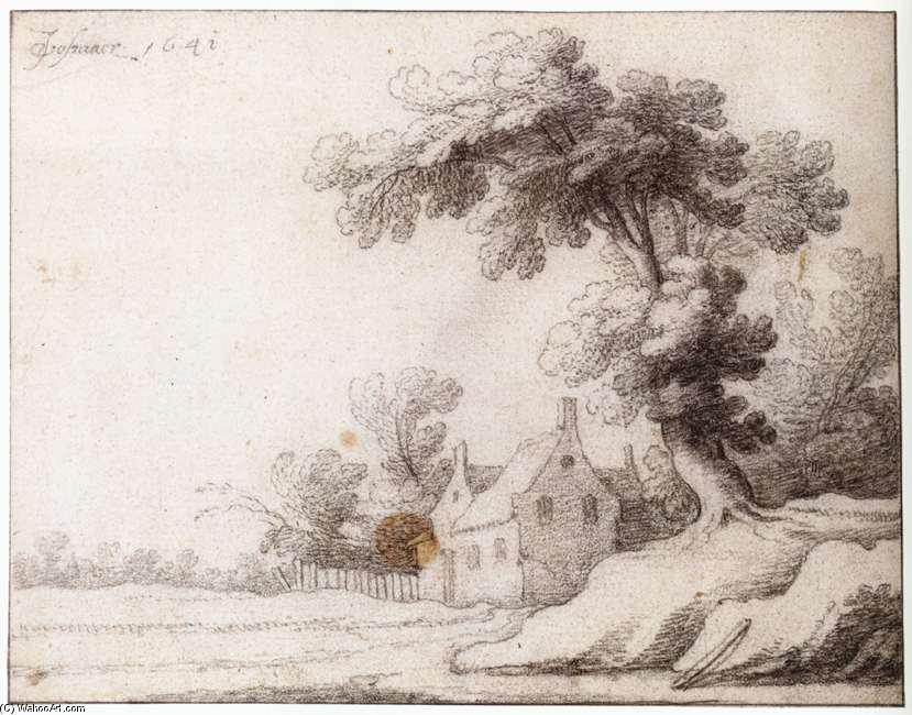 WikiOO.org - Encyclopedia of Fine Arts - Lukisan, Artwork Jacob Woutersz Vosmaer - Landscape with a Tall Tree on the Right