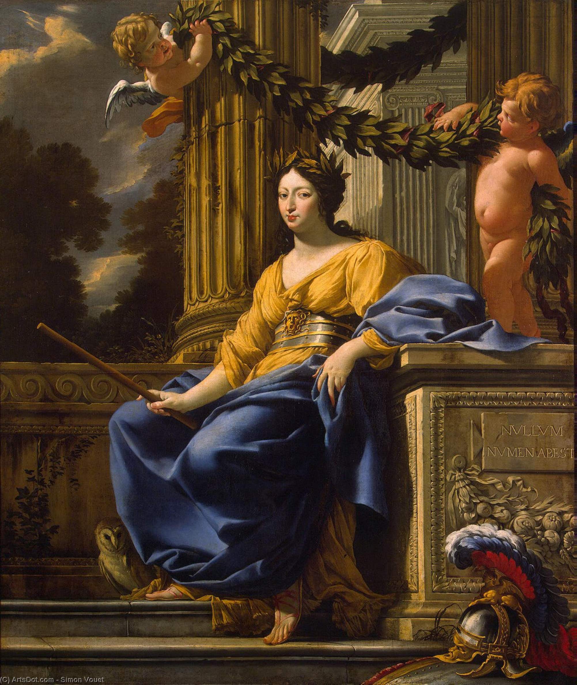 Wikioo.org - The Encyclopedia of Fine Arts - Painting, Artwork by Simon Vouet - Allegorical Portrait of Anna of Austria as Minerva