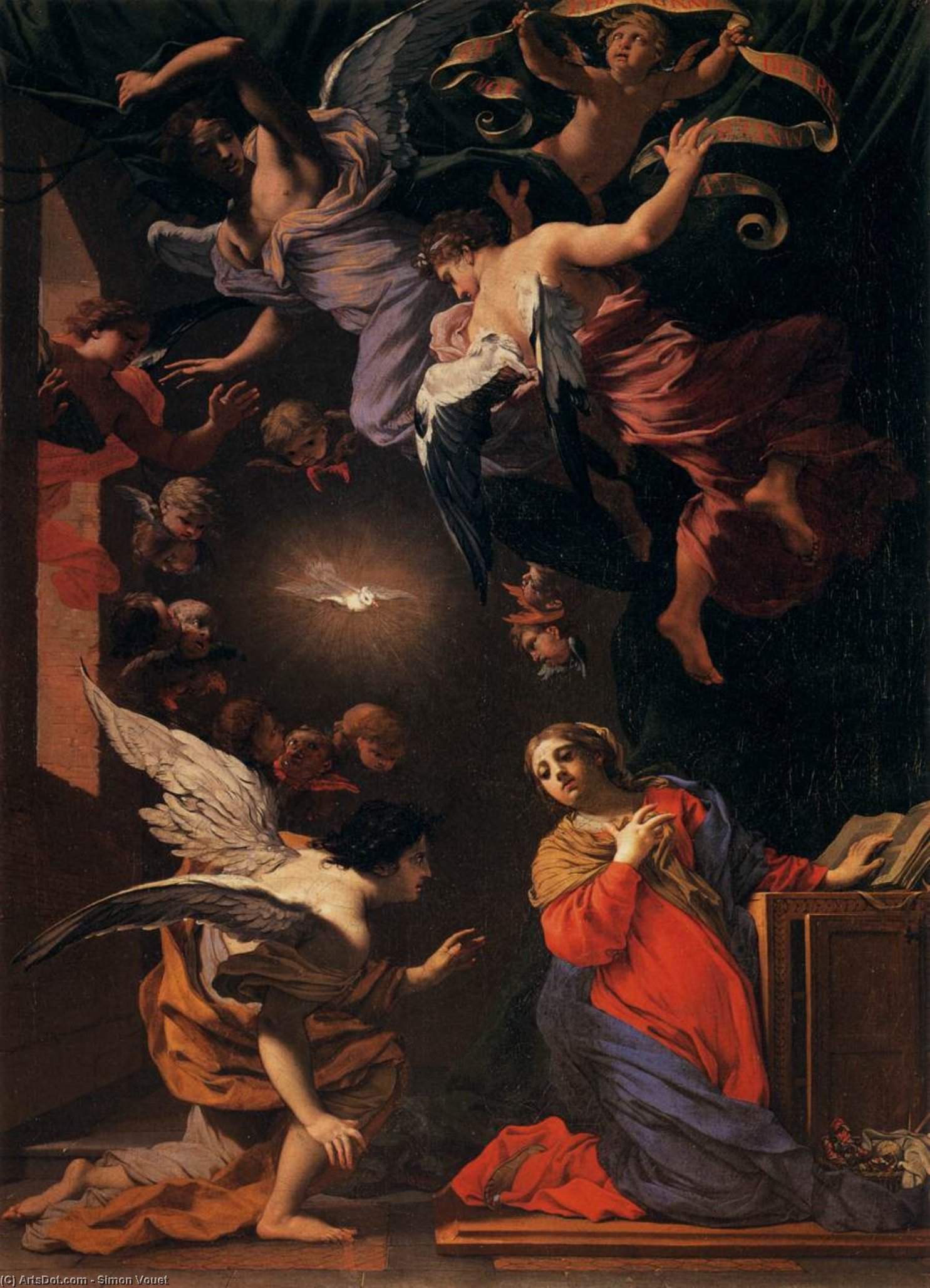 Wikioo.org - The Encyclopedia of Fine Arts - Painting, Artwork by Simon Vouet - Annunciation