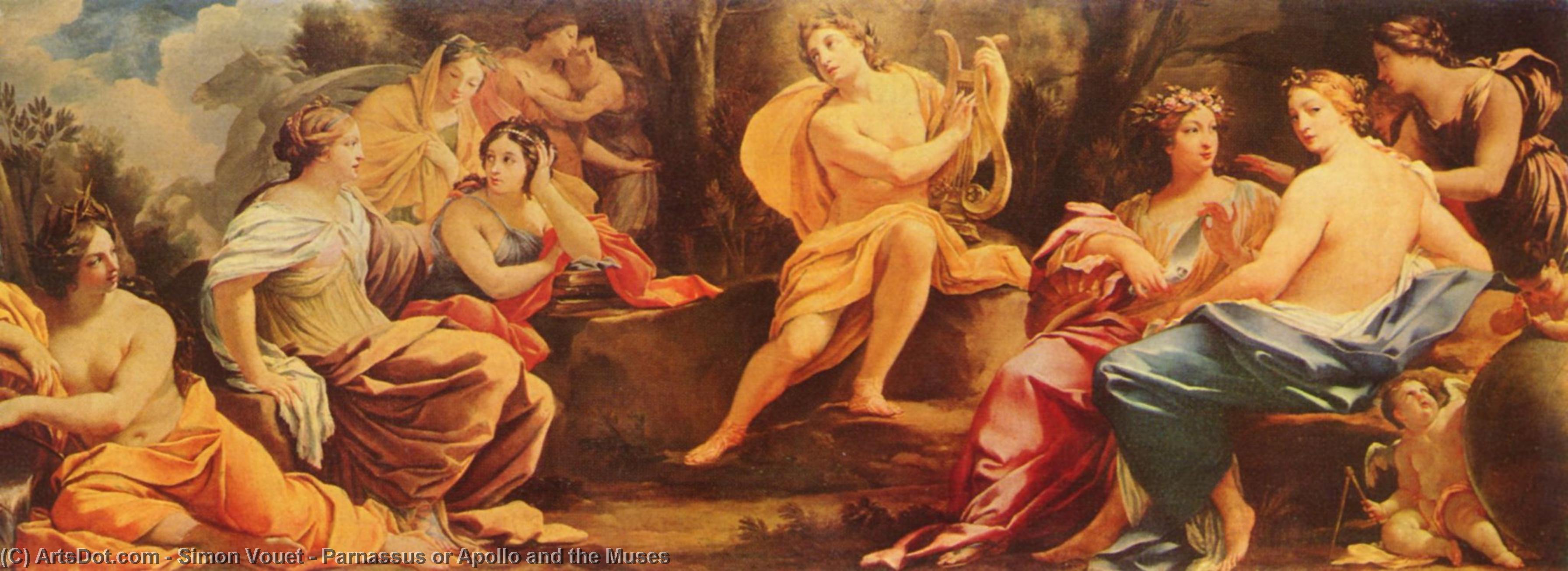 Wikioo.org - The Encyclopedia of Fine Arts - Painting, Artwork by Simon Vouet - Parnassus or Apollo and the Muses