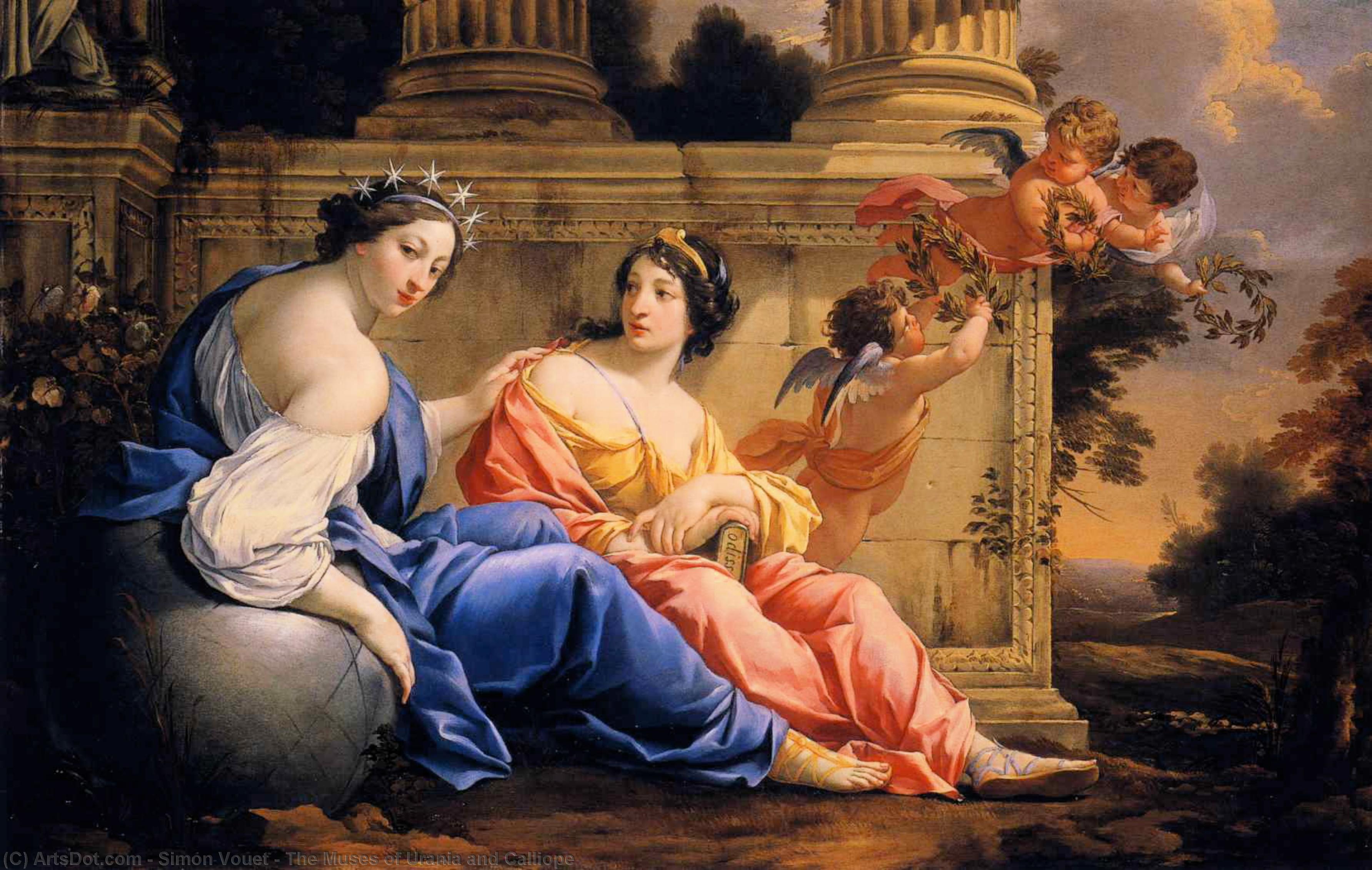 Wikioo.org - The Encyclopedia of Fine Arts - Painting, Artwork by Simon Vouet - The Muses of Urania and Calliope