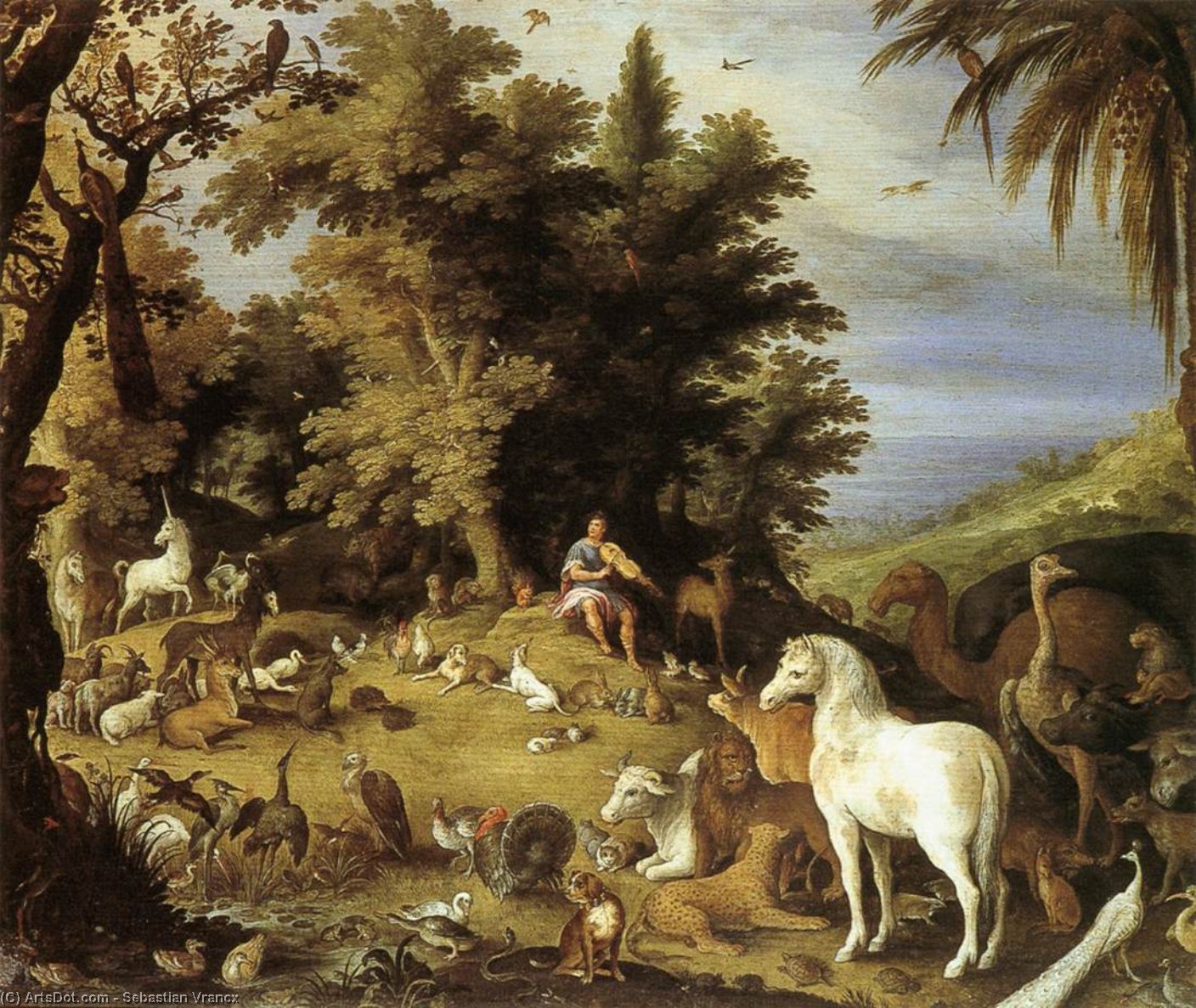 Wikioo.org - The Encyclopedia of Fine Arts - Painting, Artwork by Sebastian Vrancx - Landscape with a Deer Hunt