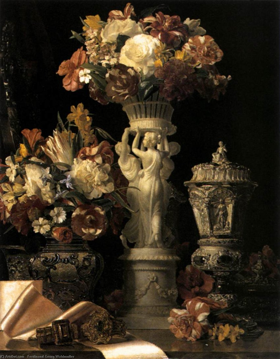 Wikioo.org - The Encyclopedia of Fine Arts - Painting, Artwork by Ferdinand Georg Waldmuller - The Birthday Table