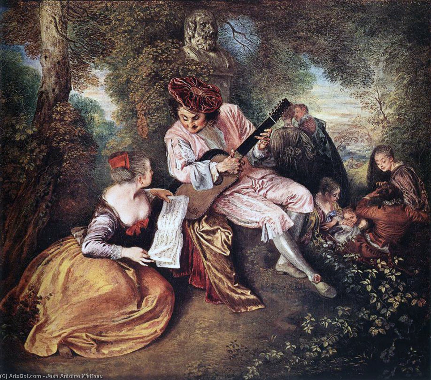 Wikioo.org - The Encyclopedia of Fine Arts - Painting, Artwork by Jean Antoine Watteau - 'La gamme d'amour' (The Love Song)