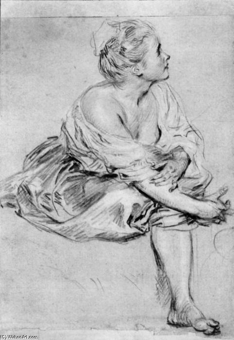WikiOO.org - Encyclopedia of Fine Arts - Maleri, Artwork Jean Antoine Watteau - A Seated Woman