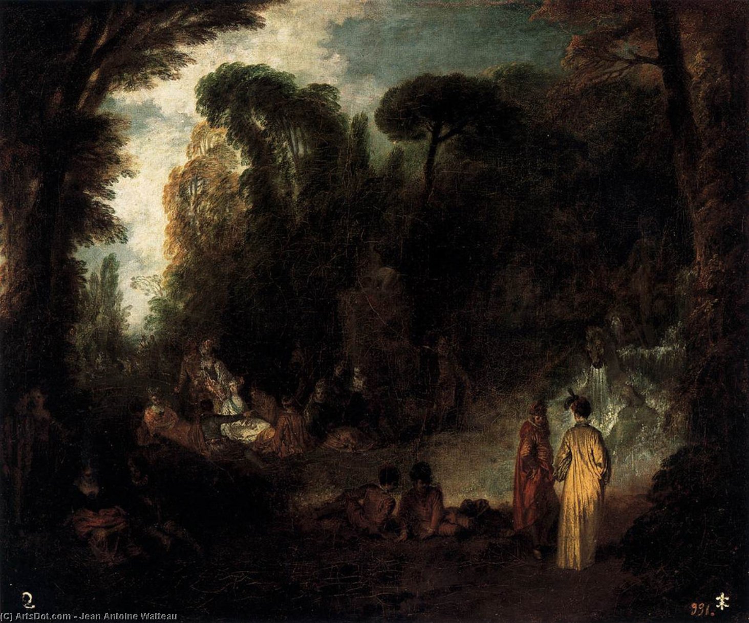 Wikioo.org - สารานุกรมวิจิตรศิลป์ - จิตรกรรม Jean Antoine Watteau - Gathering in a Park