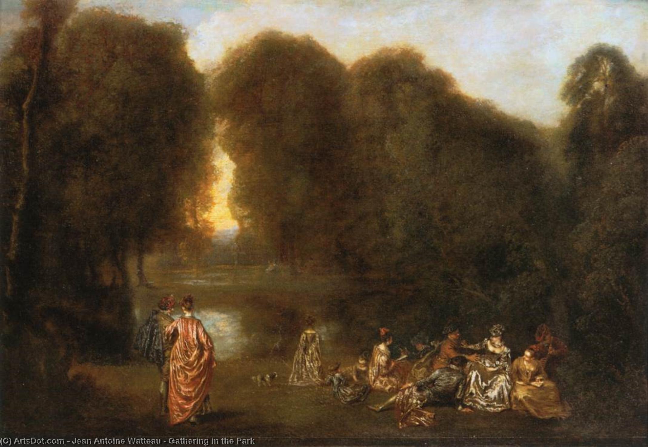 Wikioo.org - The Encyclopedia of Fine Arts - Painting, Artwork by Jean Antoine Watteau - Gathering in the Park