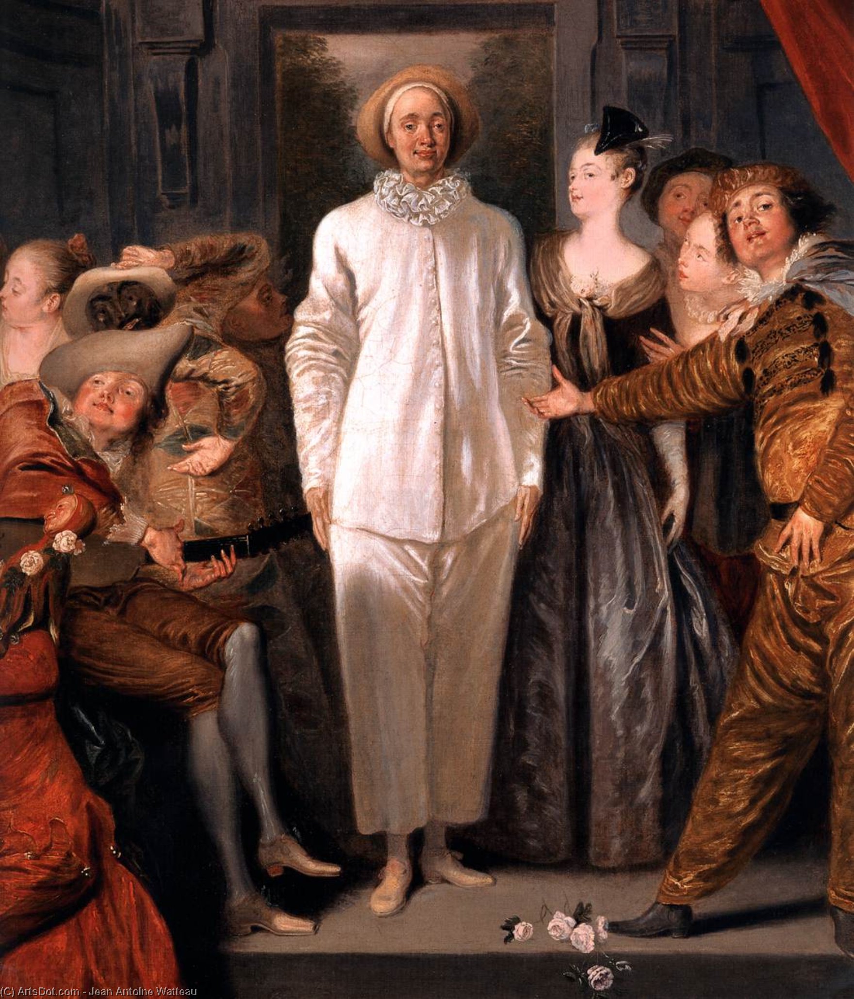 Wikioo.org - The Encyclopedia of Fine Arts - Painting, Artwork by Jean Antoine Watteau - Italian Comedians (detail)