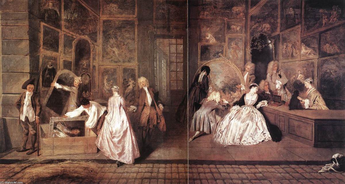 WikiOO.org - Encyclopedia of Fine Arts - Maleri, Artwork Jean Antoine Watteau - L'Enseigne de Gersaint