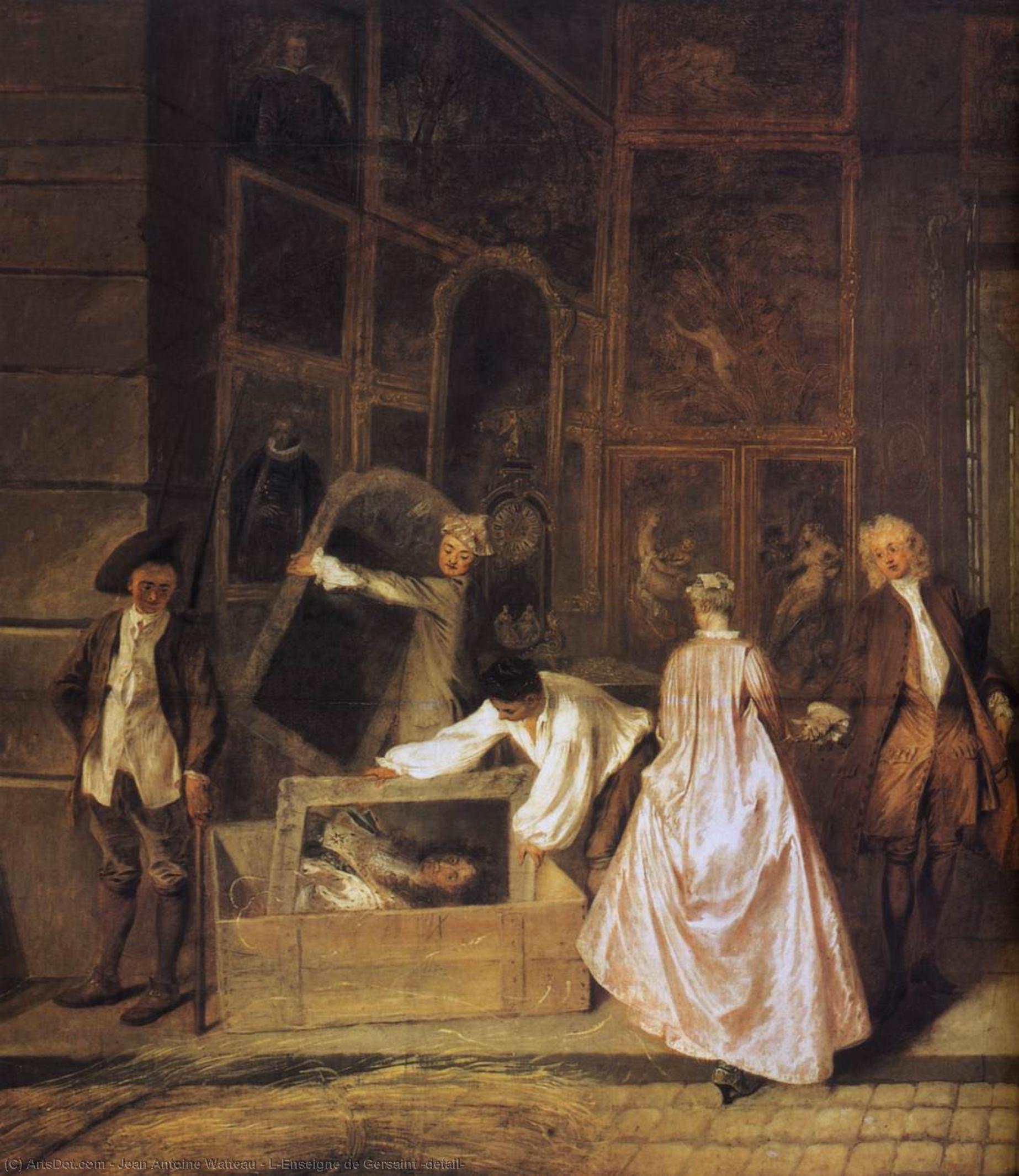 Wikioo.org - Bách khoa toàn thư về mỹ thuật - Vẽ tranh, Tác phẩm nghệ thuật Jean Antoine Watteau - L'Enseigne de Gersaint (detail)