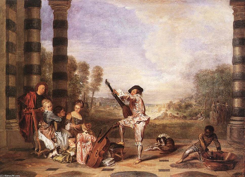 Wikioo.org - The Encyclopedia of Fine Arts - Painting, Artwork by Jean Antoine Watteau - Les Charmes de la Vie (The Music Party)