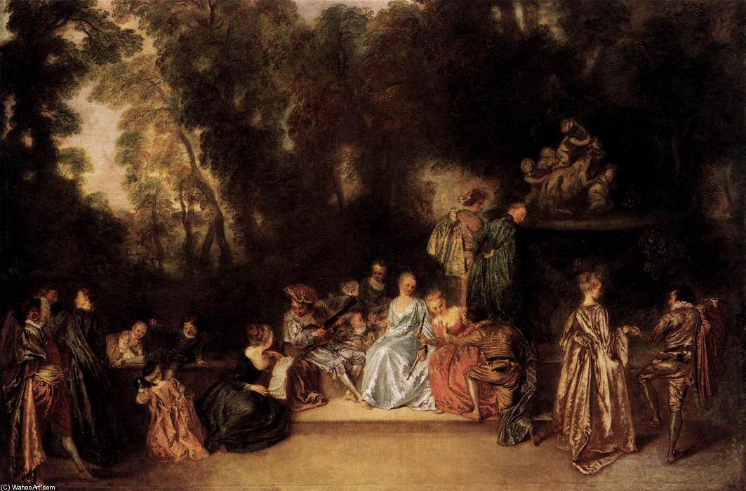 WikiOO.org - Encyclopedia of Fine Arts - Lukisan, Artwork Jean Antoine Watteau - Party in the Open Air